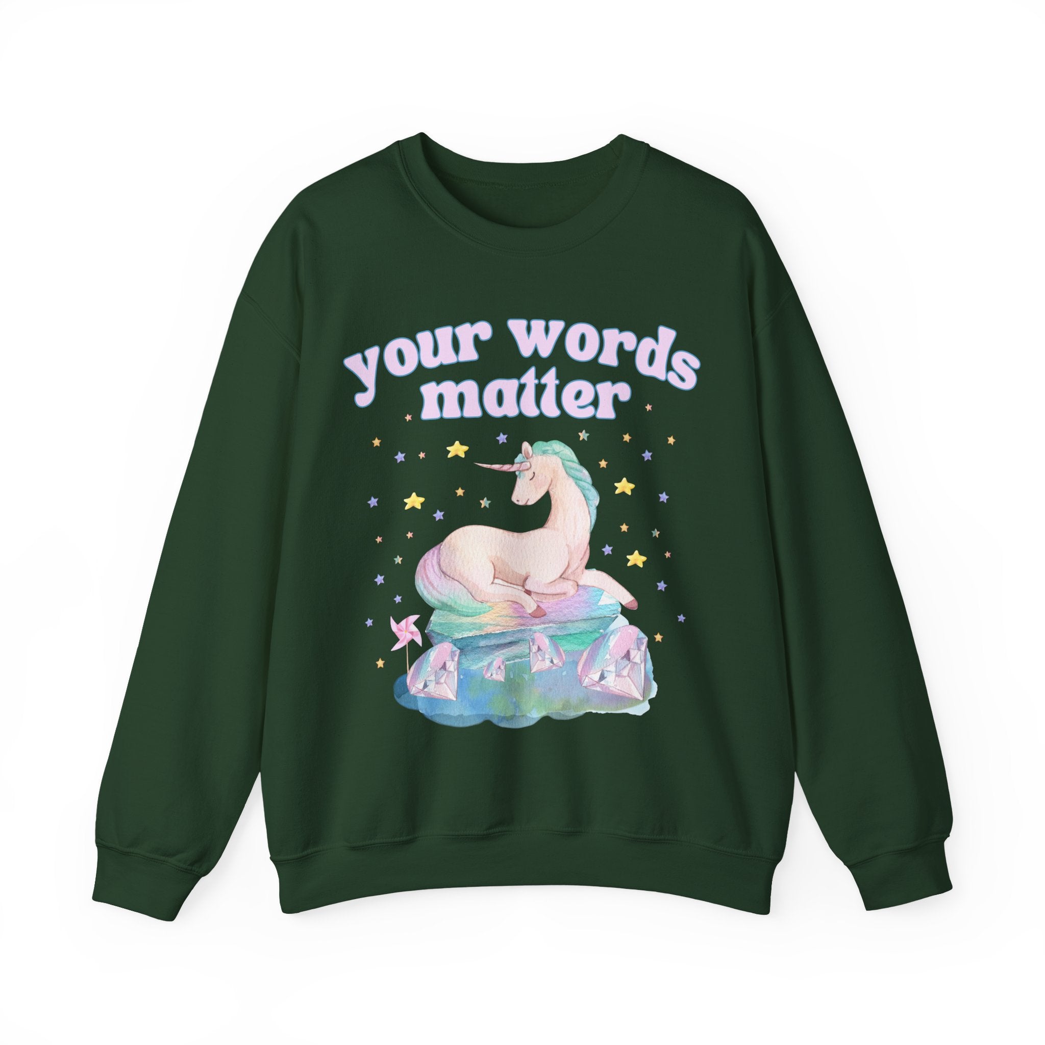 Speech Therapist Gift with Whimsical Unicorn: Your Words Matter | Creative Dreamcore Sweatshirt with Stars, College Graduation Gift