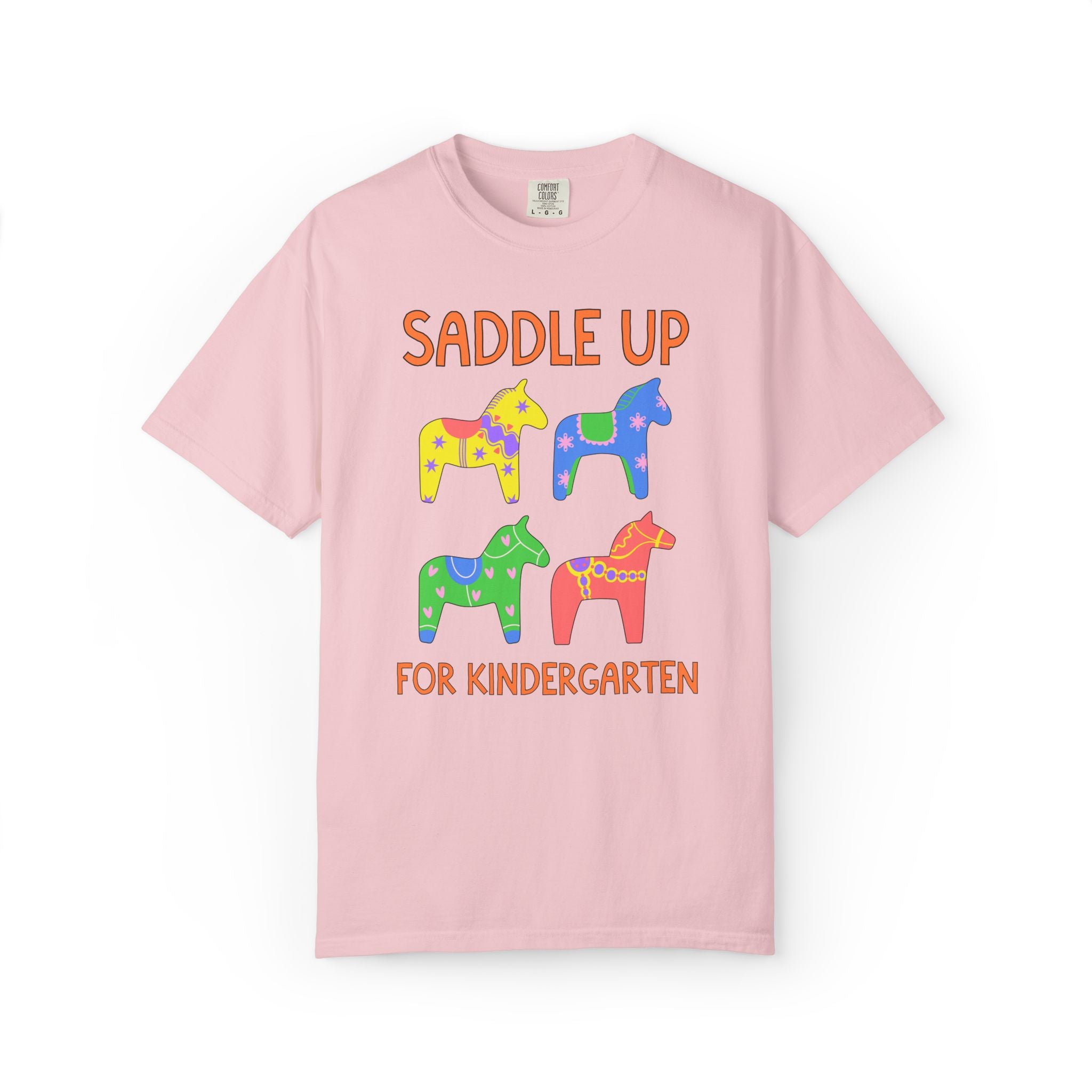 Saddle Up for Kindergarten: Cute Kindergarten Teacher Team T-Shirt, Silly Dreamcore Tee with Horses, Student Teacher or Paraprofessional Tee
