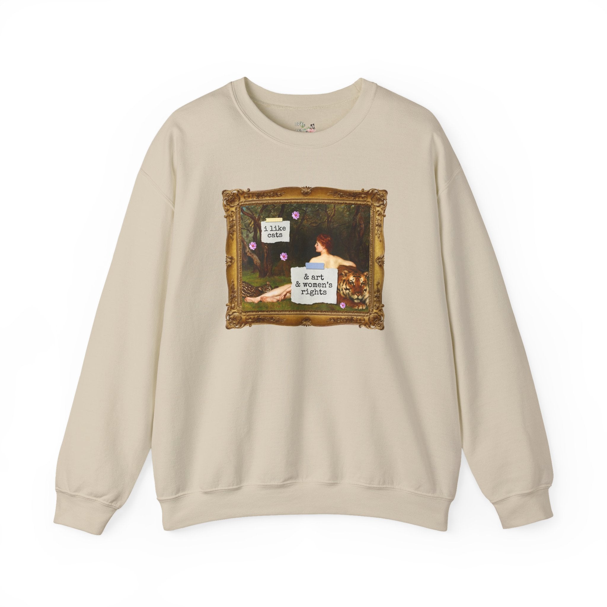 Funny Feminist Sweatshirt for Cat Mom or Cat Dad Who Loves Art History and Women's Rights, Equal Rights Famous Painting Crewneck for Artist