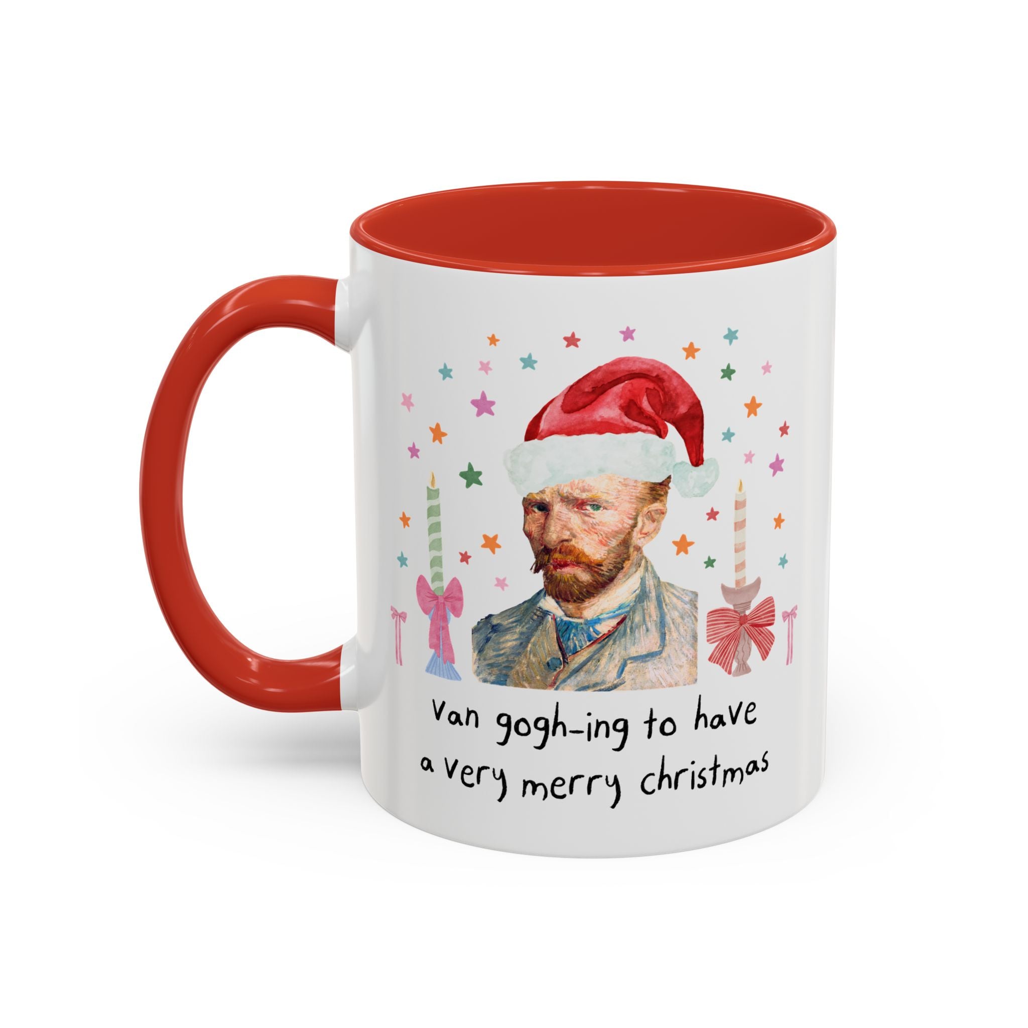 Christmas Art History Buff 11 Oz Mug with Vincent Van Gogh:Van Gogh-ing to Have a Very Merry Christmas, Silly Famous Painting Xmas Mug