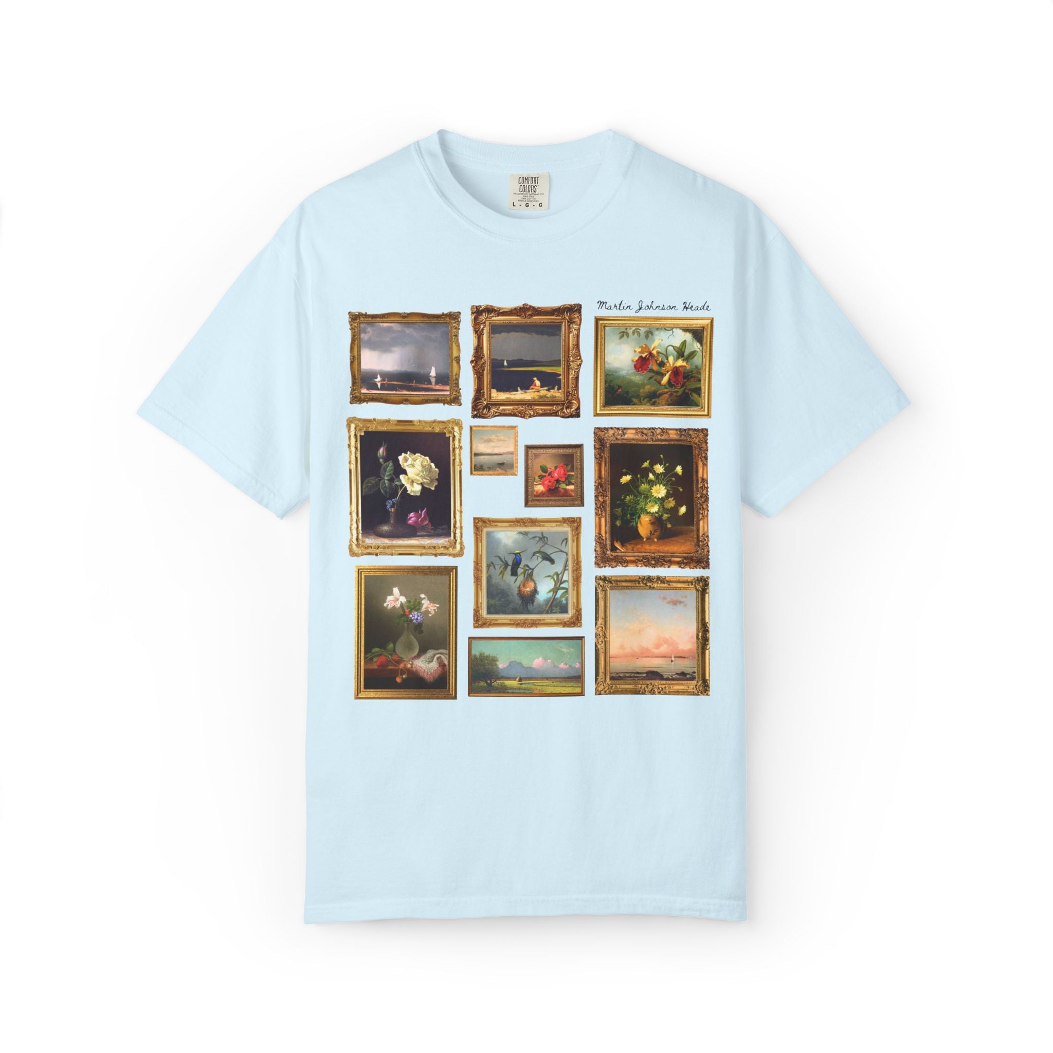Martin Johnson Heade Art Historian Tee Shirt with Famous Paintings, Hudson River School American Art History, Luminism 19th Century Art