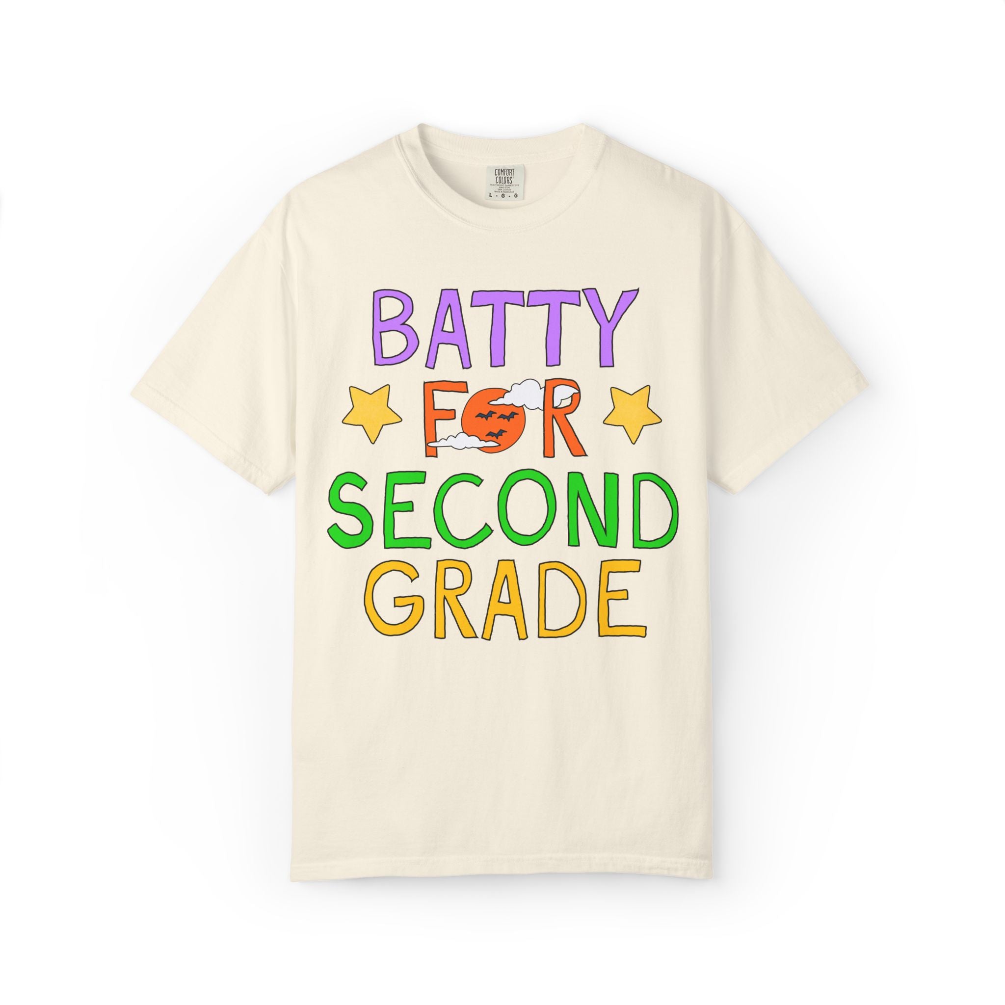 Second Grade Halloween Teacher Tee Shirt: Batty for Second Grade | Cute and Nostalgic Halloween Teacher Team T-Shirt for October, 90s Vibe