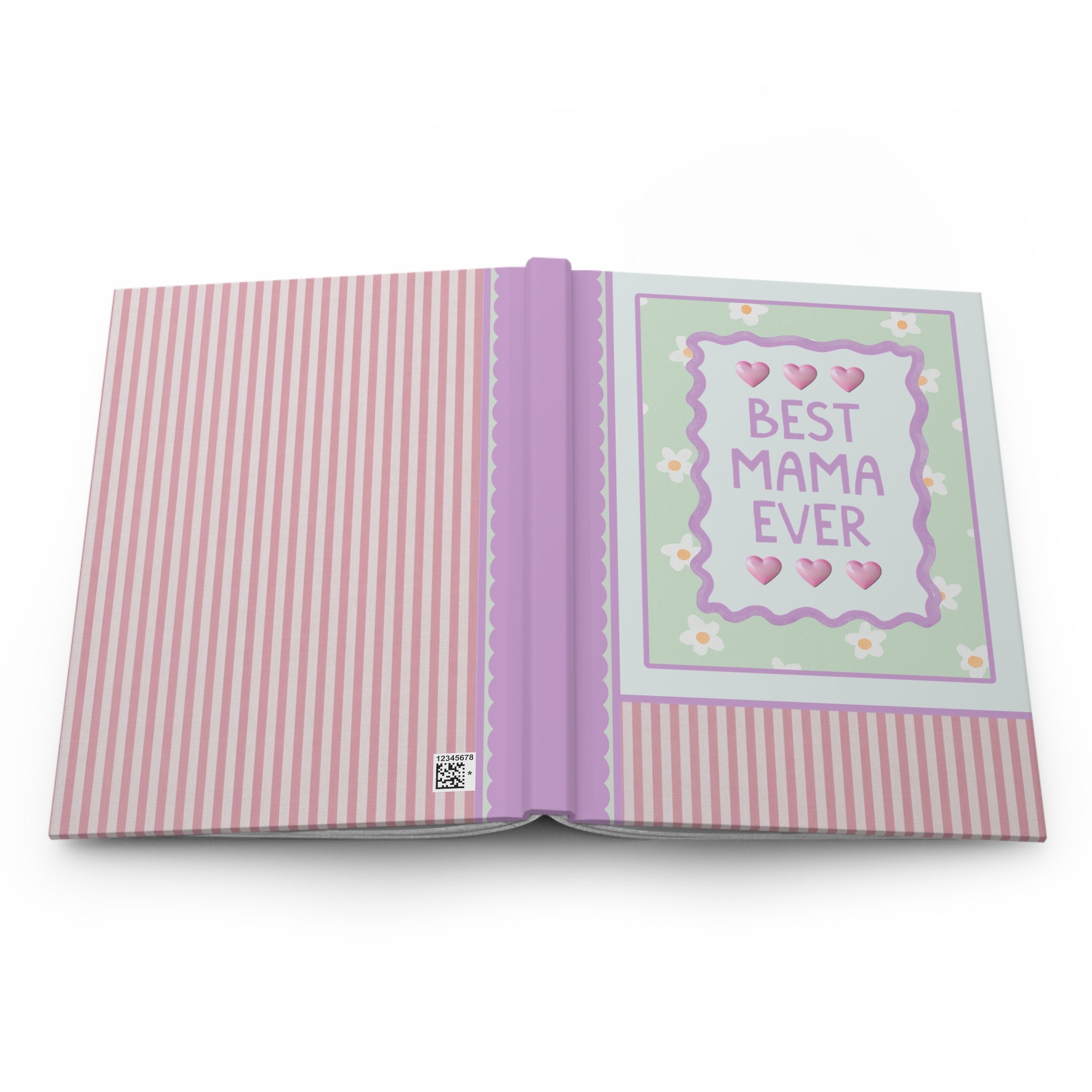 Best Mama Ever Hardcover Notebook | Pastel 90s Aesthetic Journal with Hearts, Gift from Son Daughter, Notebook for Mom