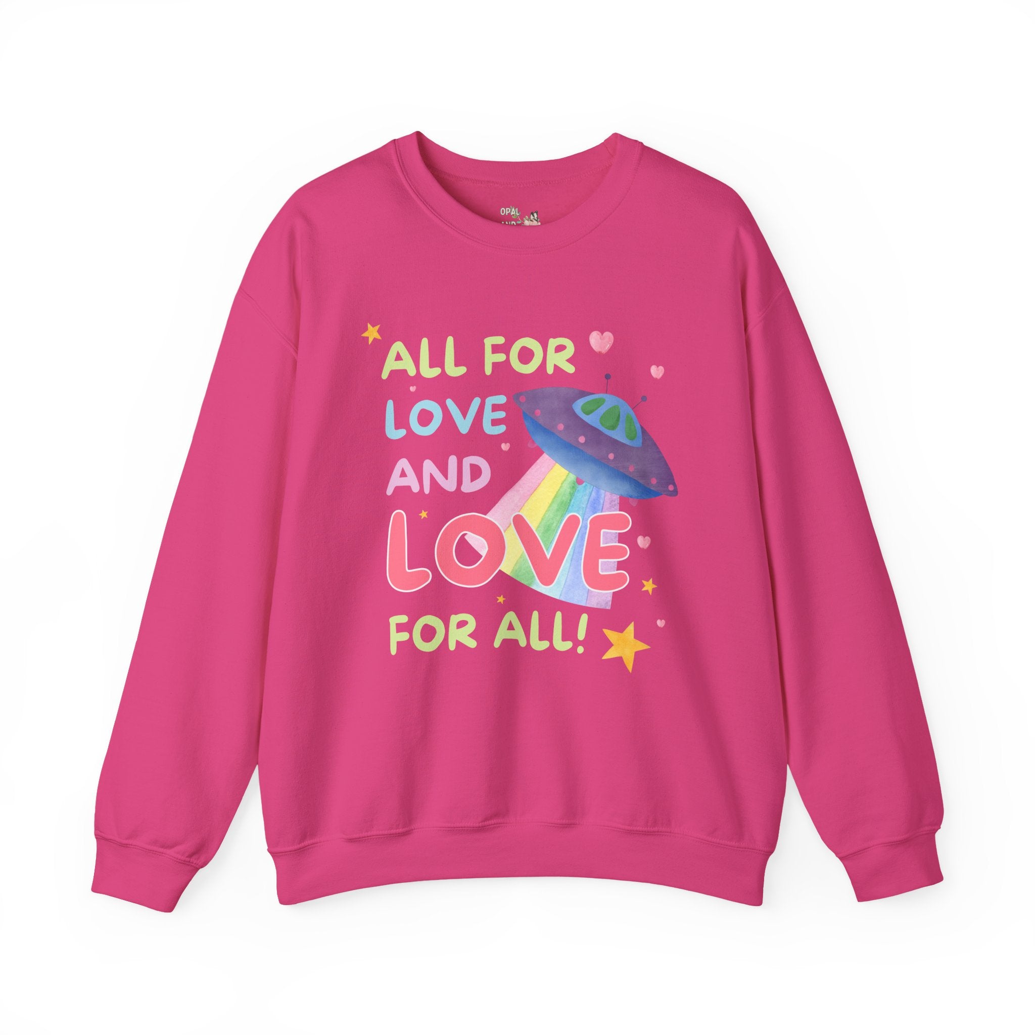 Gay Rights Shirt for Pride Month and Beyond: Cute 90s Aesthetic Rainbow UFO Sweatshirt with Stars, Adorable Y2K Vibes, Colorful Kitschy LGBTQ Shirt