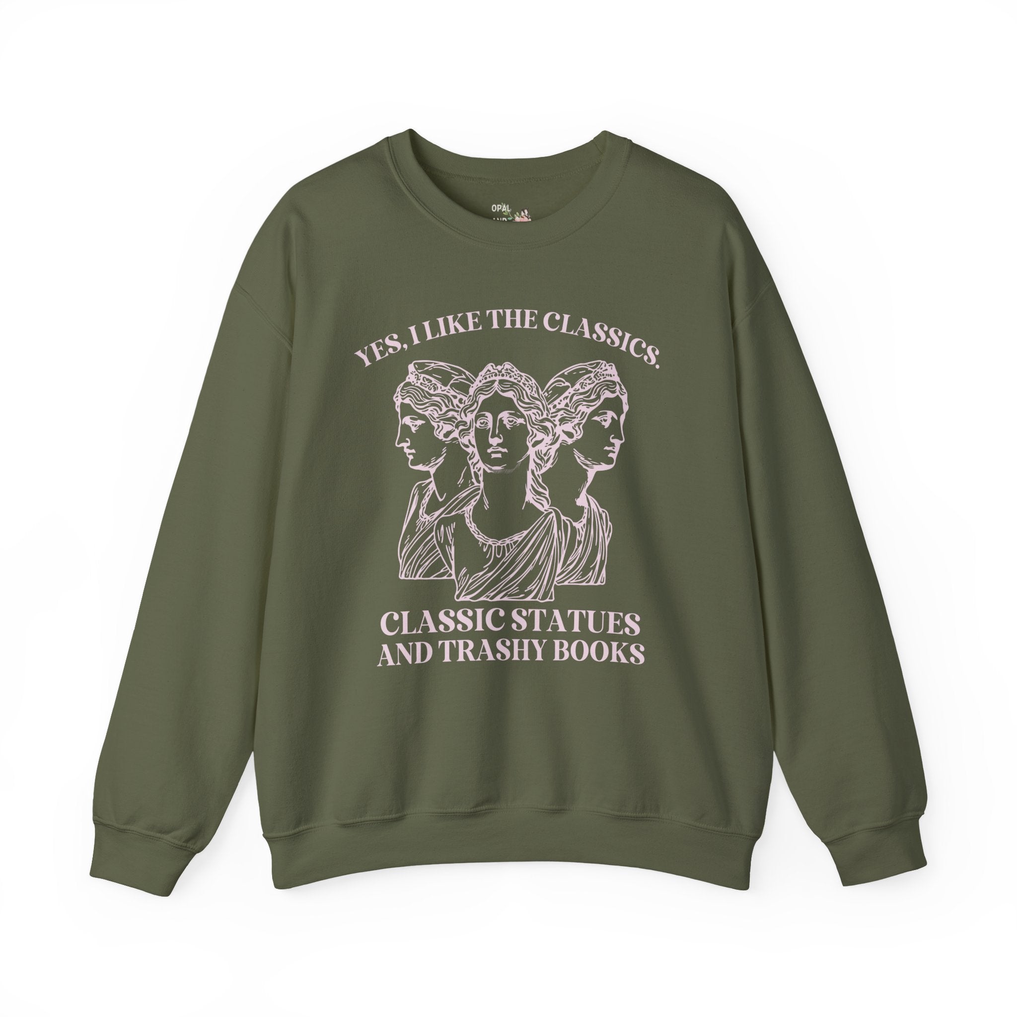 Funny Book Lover Gift Idea for Friend Who Loves Classic Statues and Trashy Books, Silly Bookworm Shirt for Library, Romance Reader Sweatshirt
