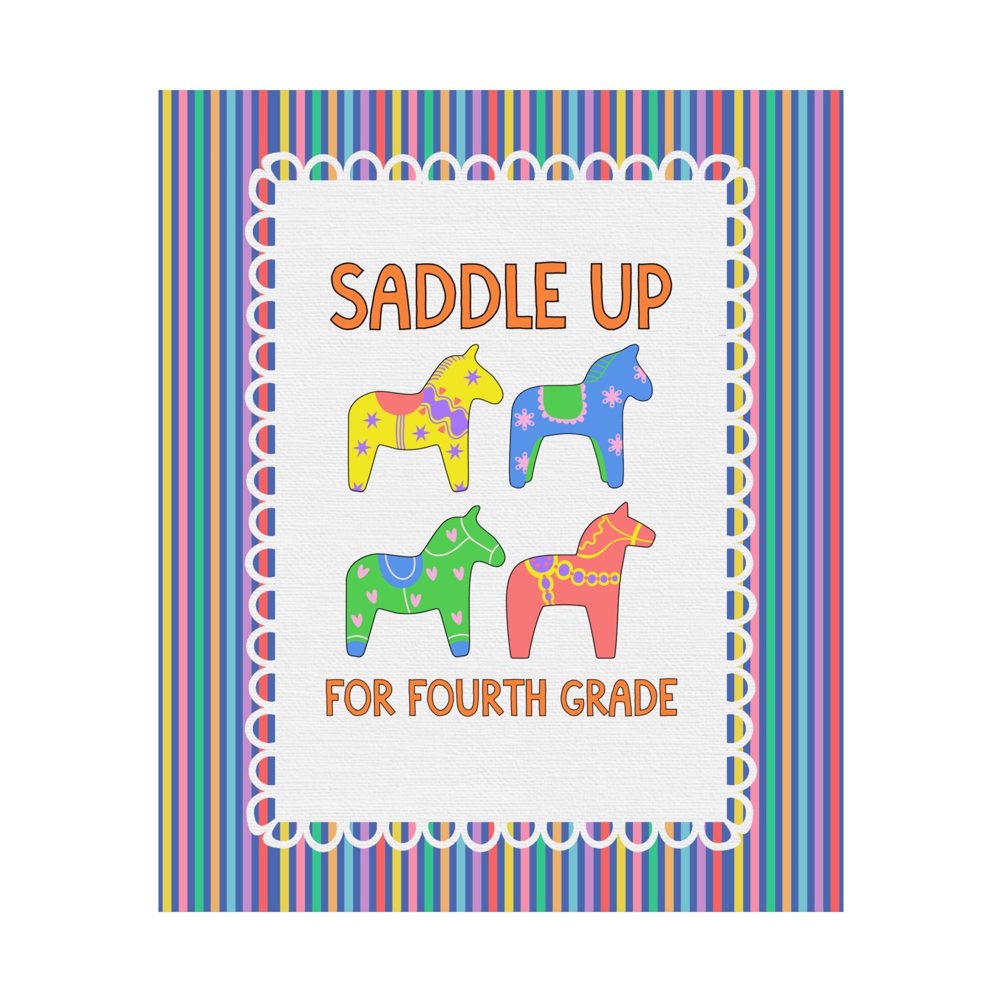 Saddle Up for Fourth Grade: Teacher Poster Print, Fourth Grade Teacher, Back to School Gift, Silly Dreamcore Western Aesthetic Horse Print