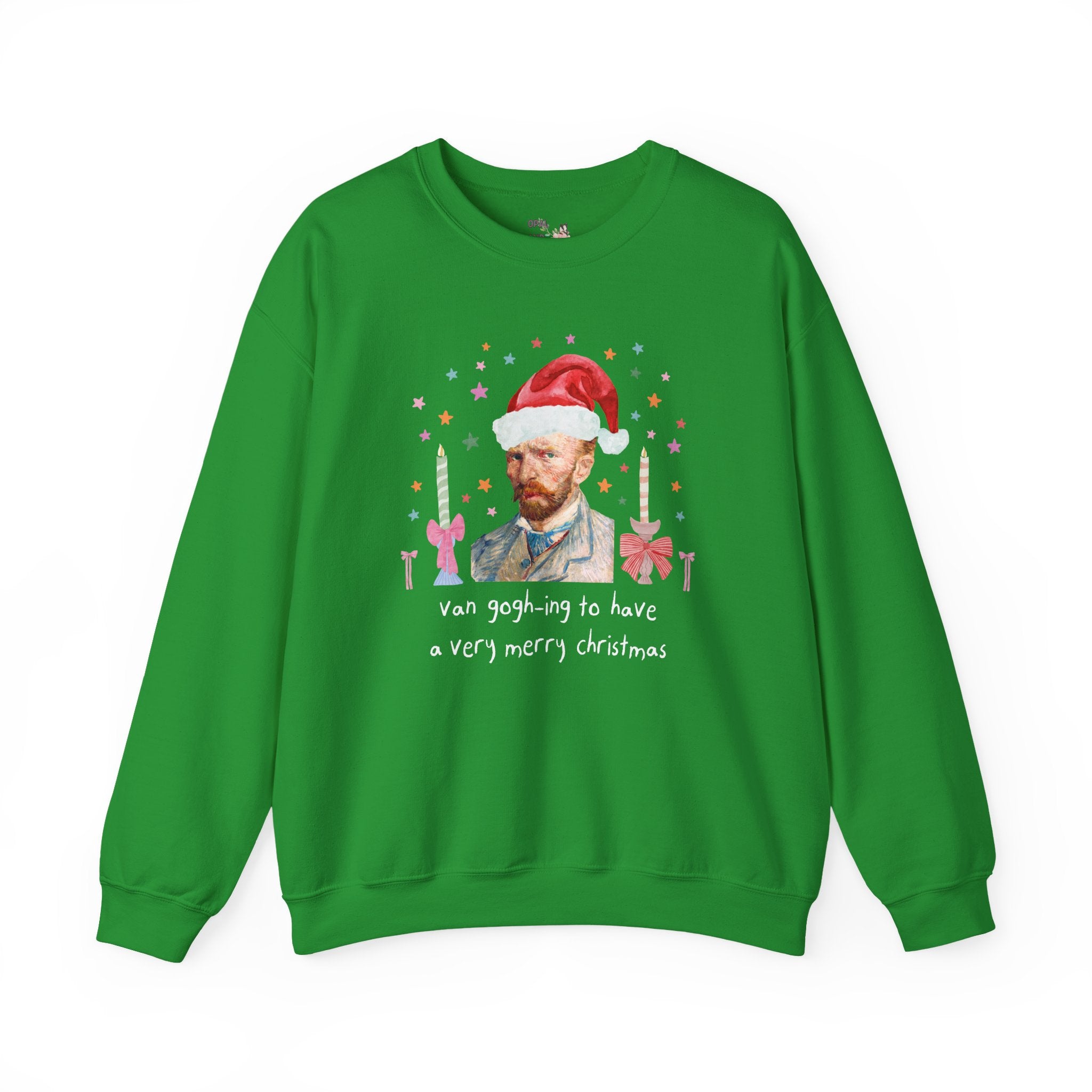 Christmas Art History Buff Sweatshirt with Vincent Van Gogh: Van Gogh-ing to Have a Very Merry Christmas, Silly Famous Painting Xmas Crewneck
