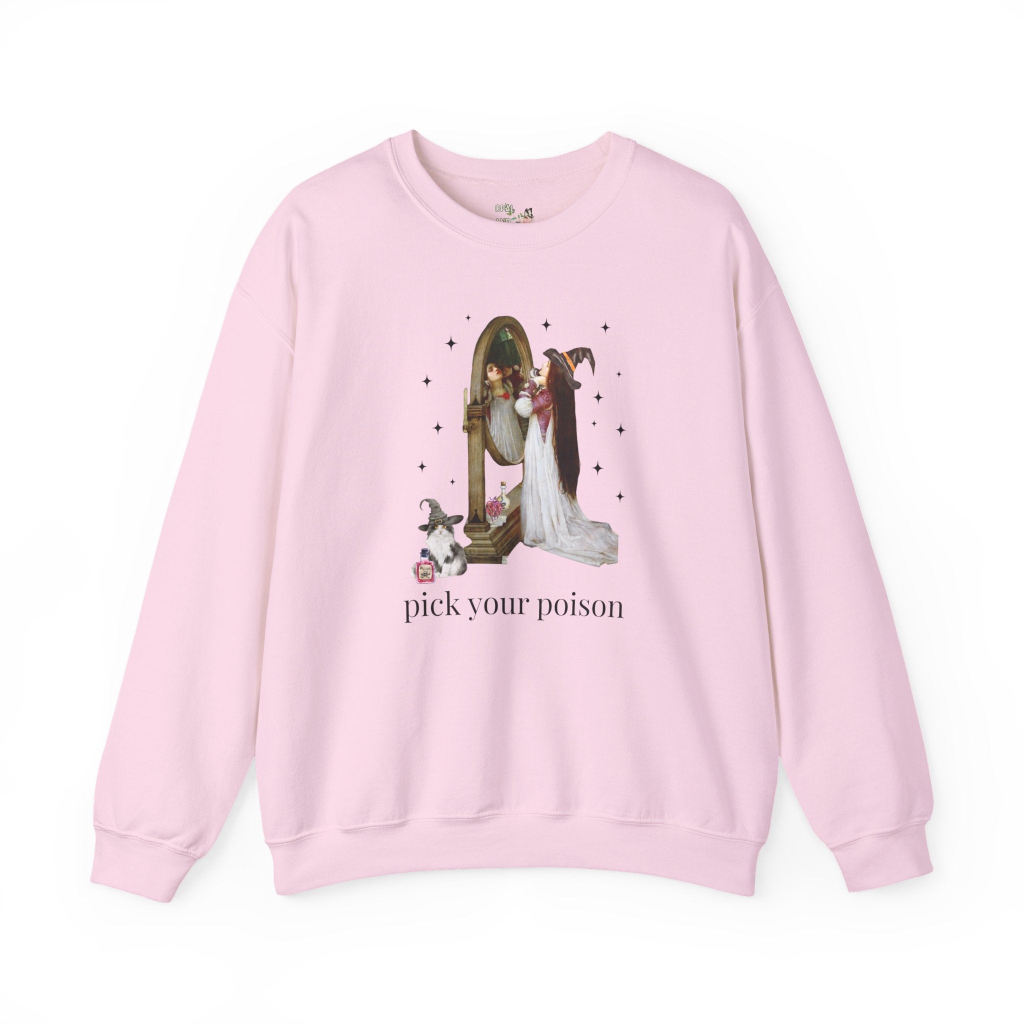 Halloween Art History Sweatshirt: Pick Your Poison | Spooky Art History Buff Crewneck, Famous Painting by John William Waterhouse, Cat Lover