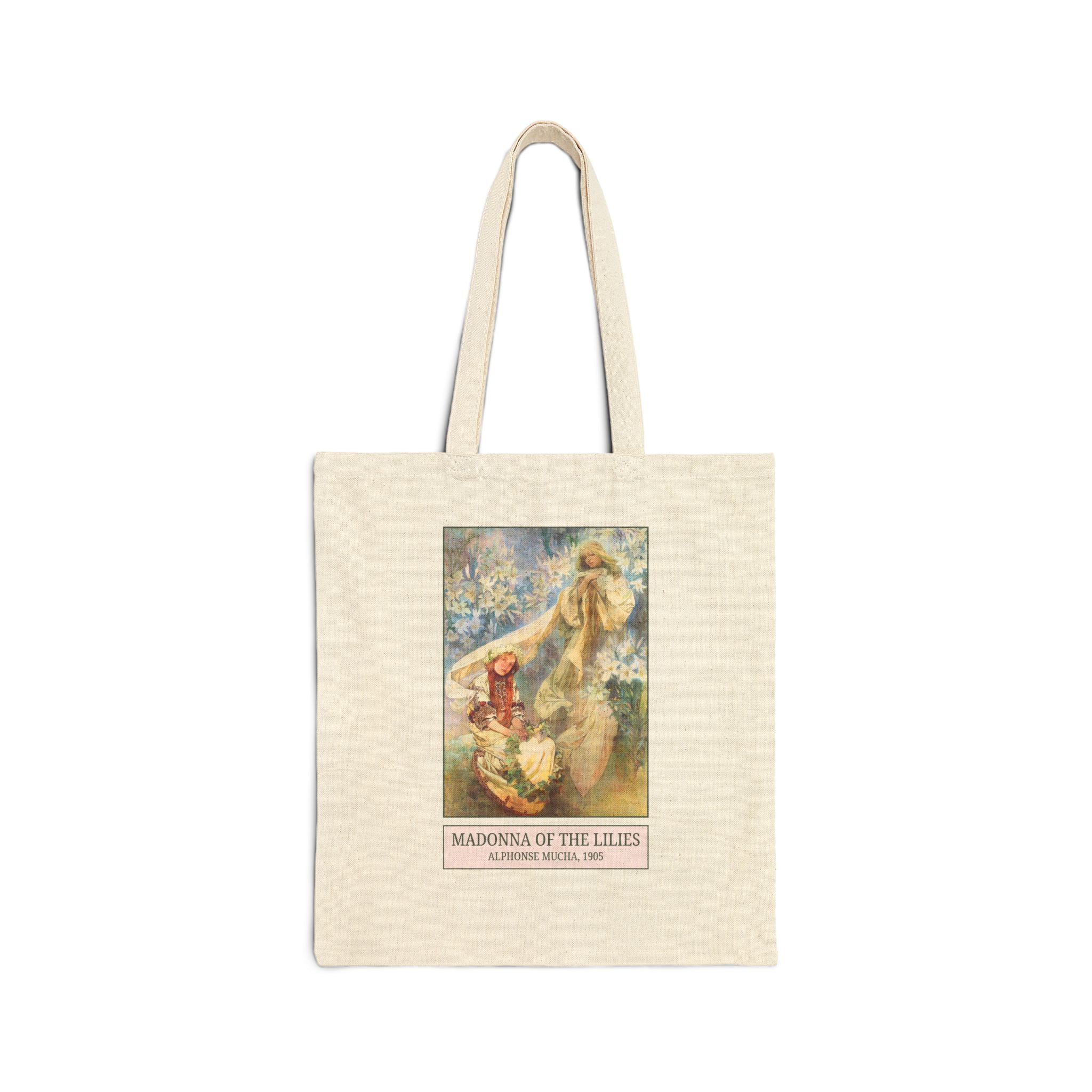 Madonna of the Lilies by Alphonse Mucha Art History Buff Tote Bag: Colorful Early 1900s Famous Painting, Art Nouveau Art Historian Gift