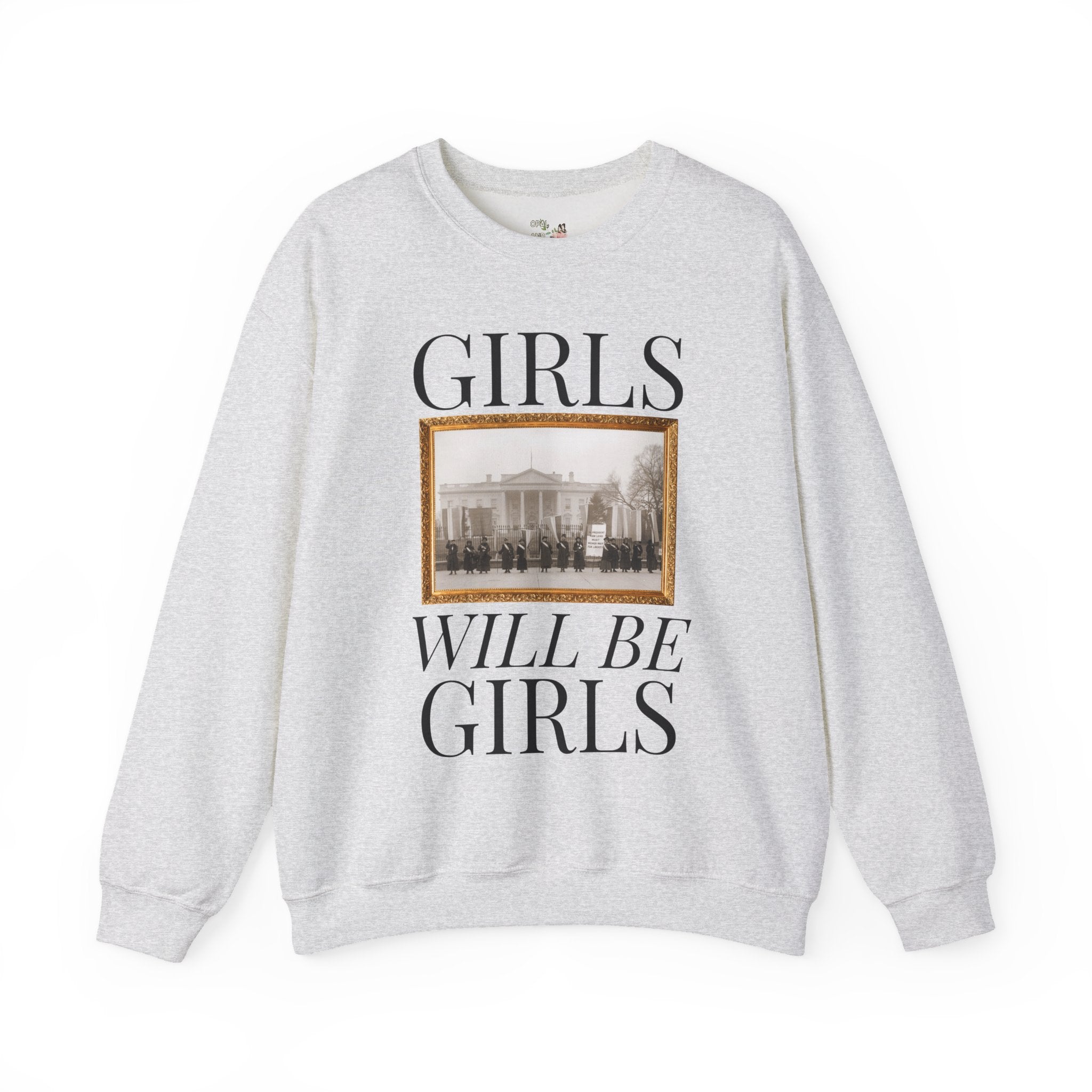 Suffragette Feminist Sweatshirt for History Major or History Buff, Cozy Women's Rights Crewneck with Photo from 1918 in Front of White House