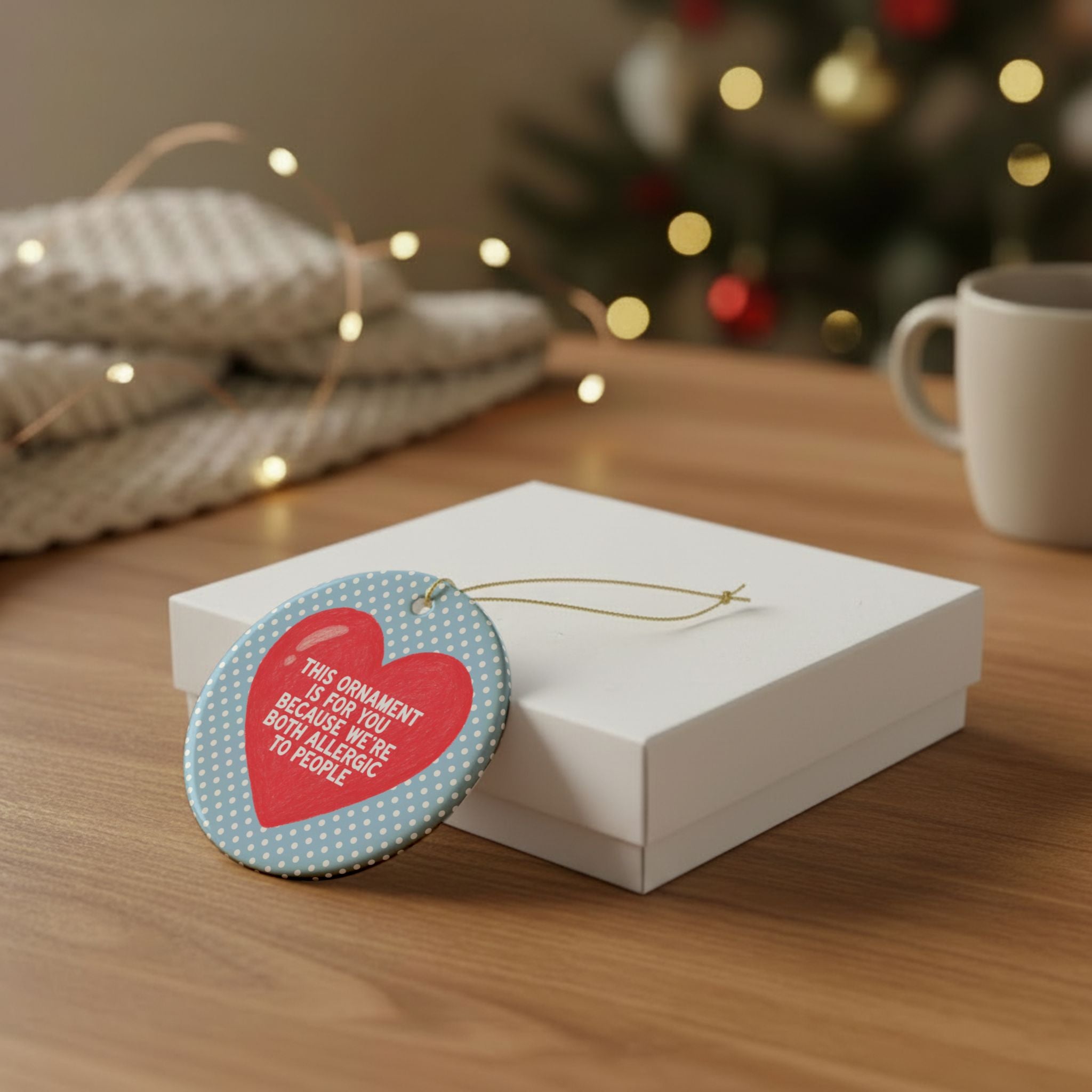 Silly Introvert Gift for Anxious Introvert, Best Friend Gift for Shy or Quiet Friend: We're Both Allergic to People Funny Sarcastic Ornament