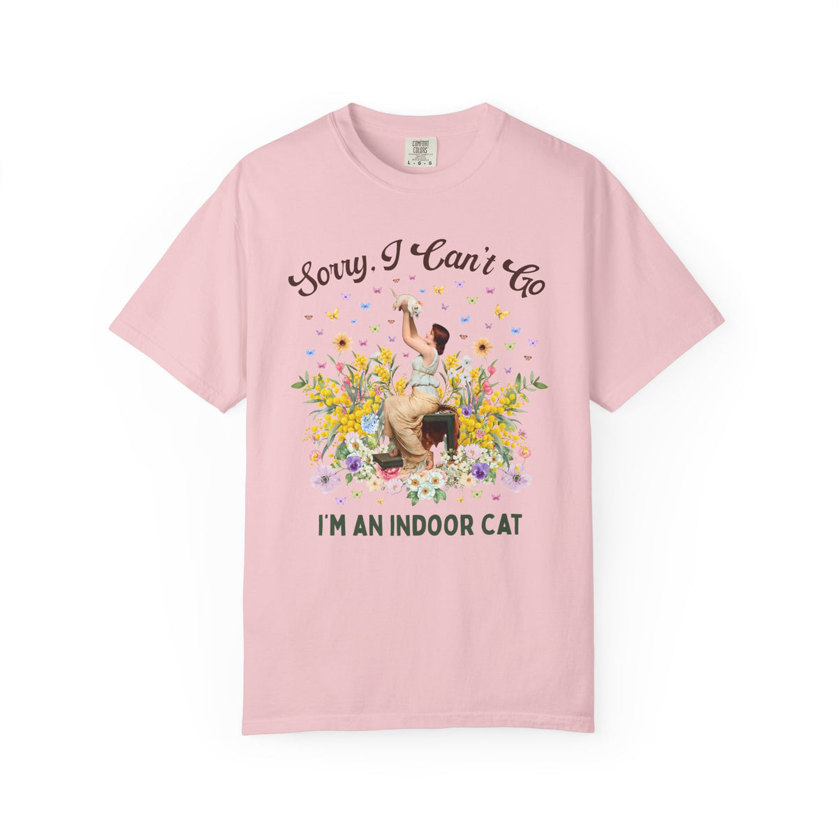 Sorry I Can't Go, I'm an Indoor Cat: Silly Art History Buff T-Shirt for Art Historian or Introverted Cat Mom or Cat Dad