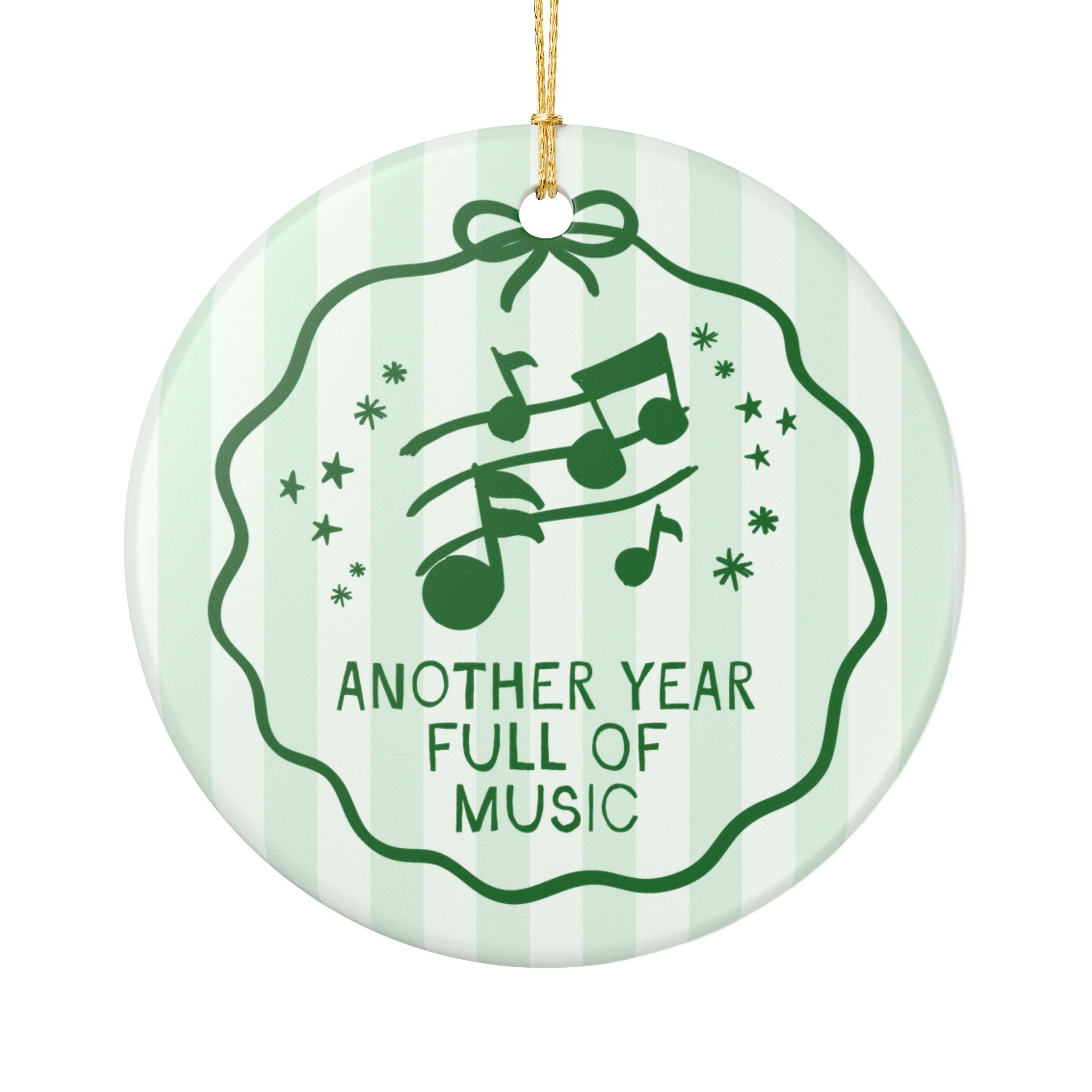 Music Teacher or Musician Gift for Elementary School Music Teacher or College Marching Band: Another Year Full of Music Striped Ornament