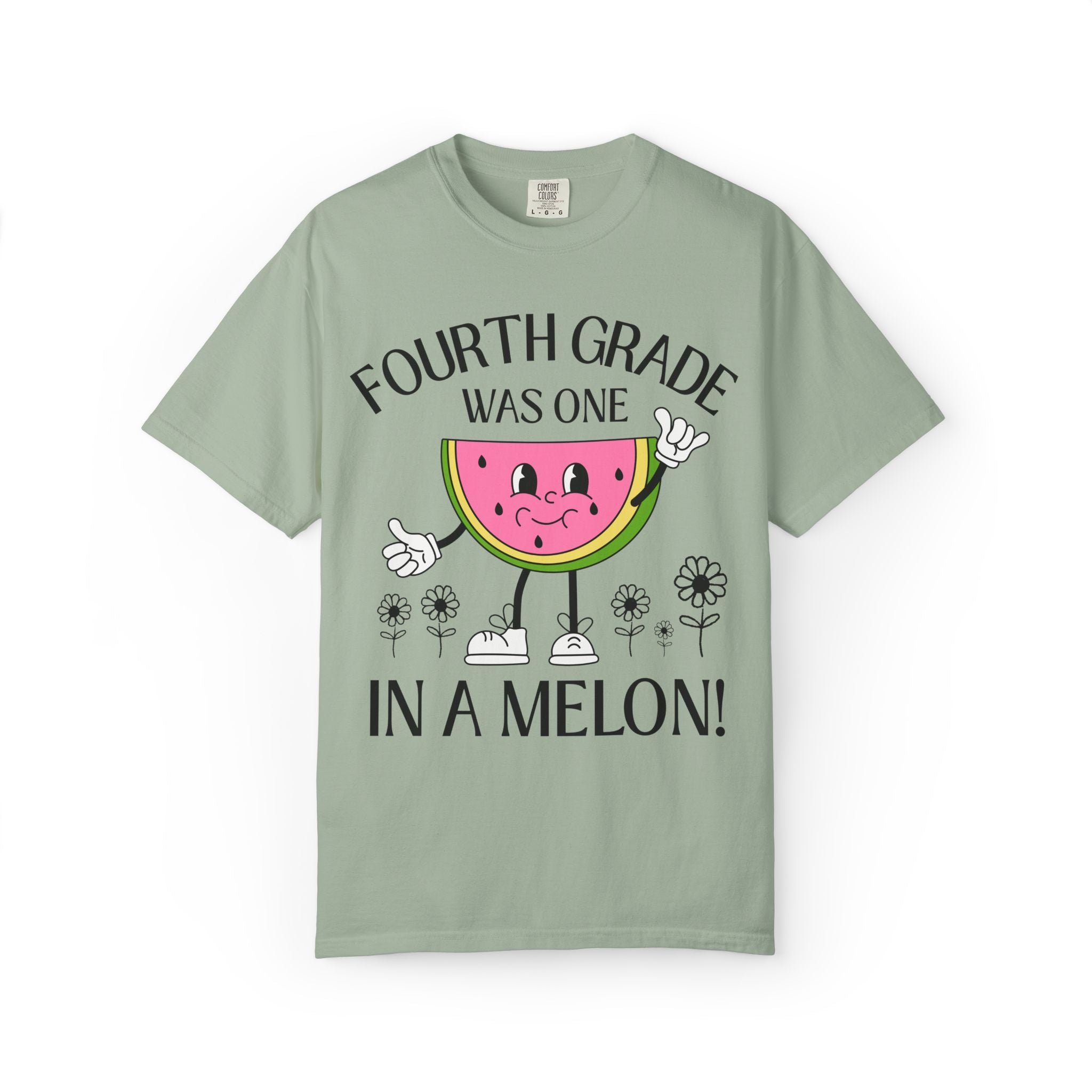 Last Day of School One in a Melon Matching Elementary School Teacher or Office Staff T-Shirt with Cute Retro Watermelon, Class Dismissed Tee