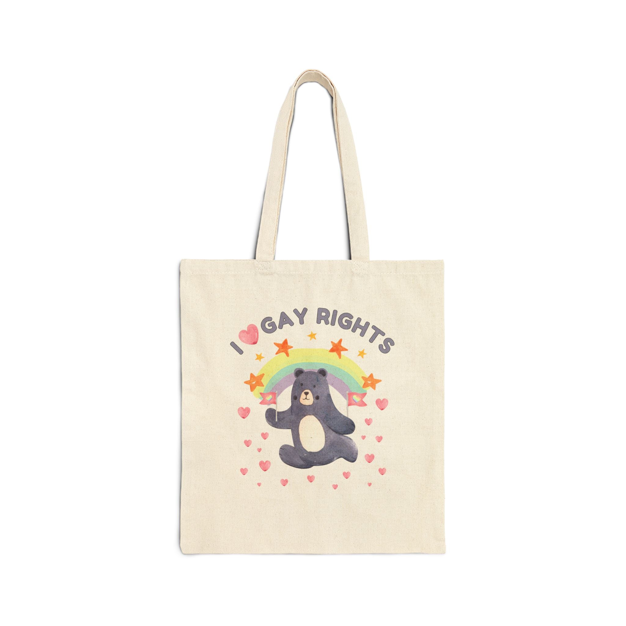 Adorable Gay Rights 90s Aesthetic Tote Bag with Dreamcore Bear: I Love Gay Rights