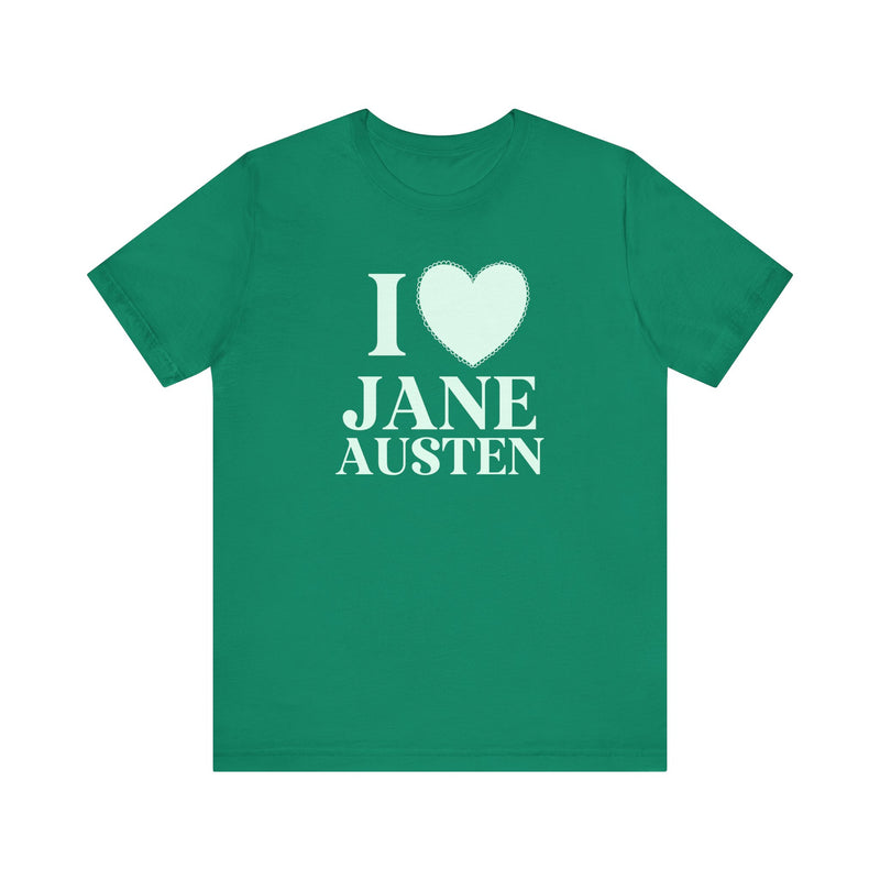 Monochromatic Jane Austen Tee for Book Lovers in Green: Simple and Elegant Design for Classic Literature Fans | Perfect Gift for 19th Century Regency Romance Readers