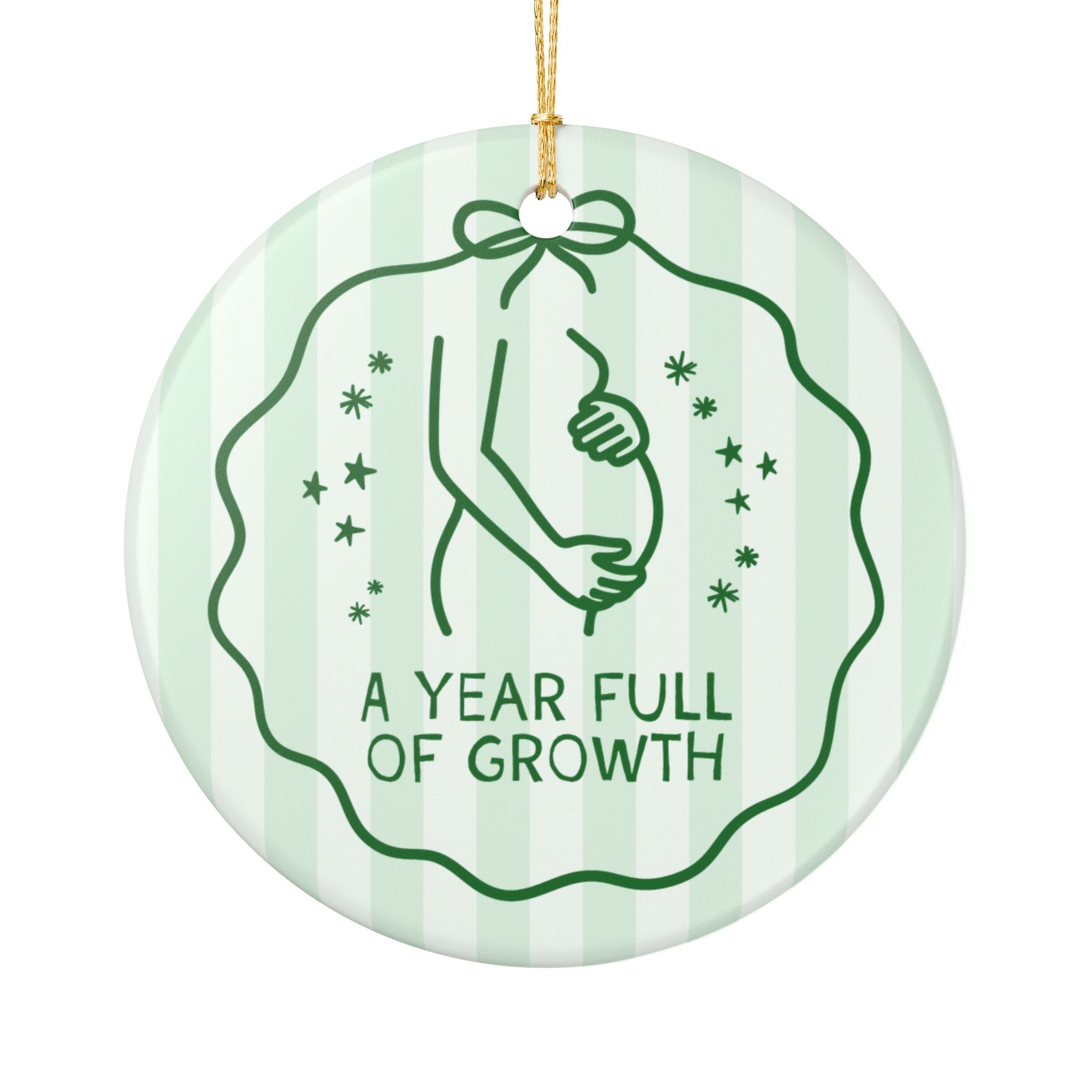 Pregnant Mama Striped Holiday Ornament for Pregnant Wife or Partner: A Year Full of Growth Pregnancy Christmas Xmas Ornament from Sister
