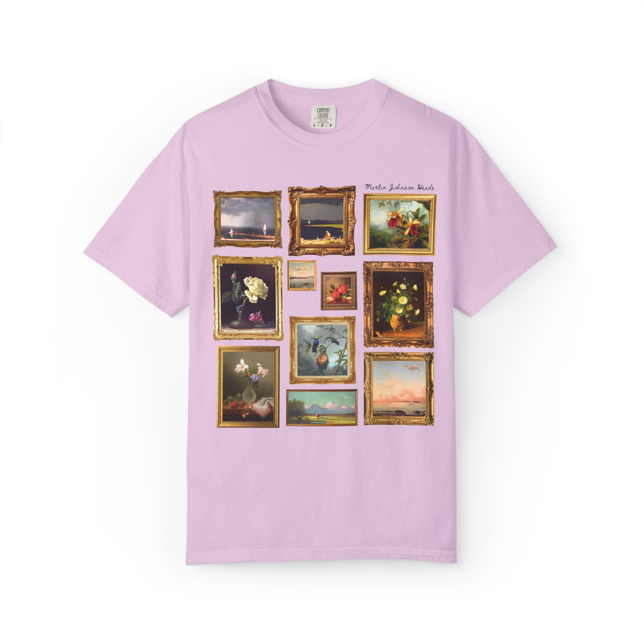 Martin Johnson Heade Art Historian Tee Shirt with Famous Paintings, Hudson River School American Art History, Luminism 19th Century Art