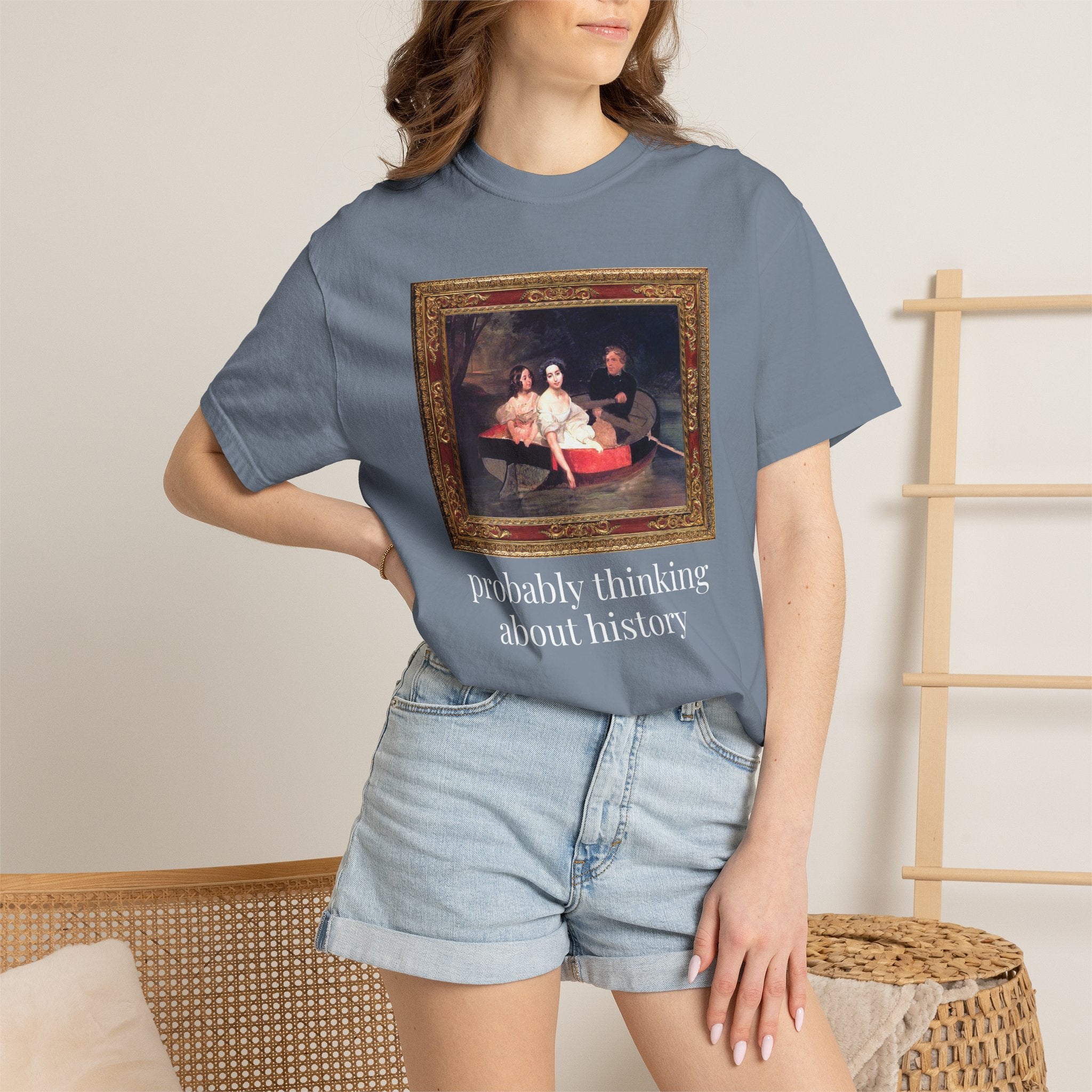 Probably Thinking About History Tee Shirt with Famous Painting: Cute Art History Buff or History Professor T-Shirt for History Lover
