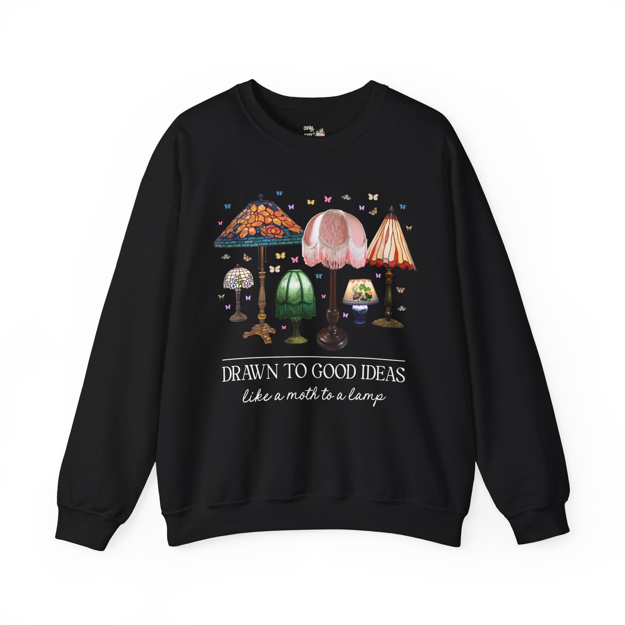 Insect Lover Entomologist or Science Teacher Sweatshirt: Drawn to Good Ideas Like a Moth to a Lamp, Silly Goblincore Scientist Crewneck