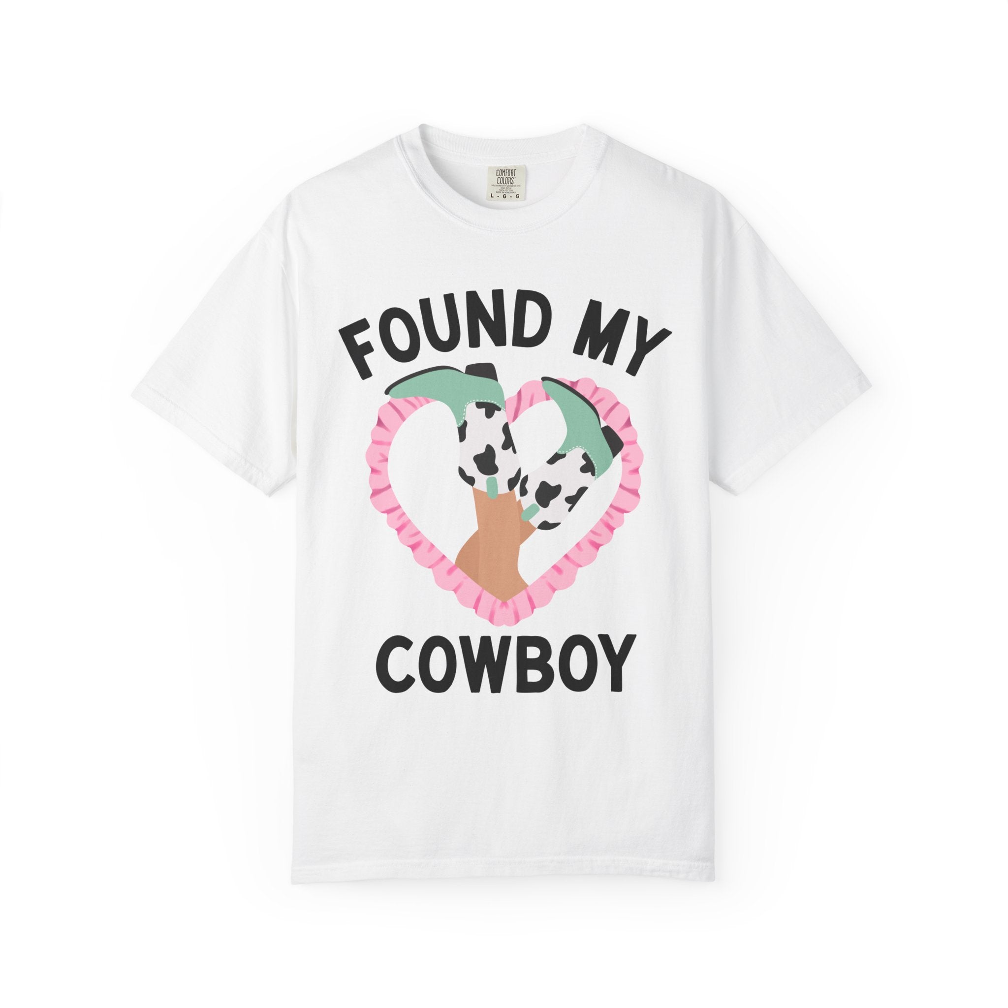 Western Bachelorette Tee Shirt for Bride and Bridesmaids: Found My Cowboy, Saddling Up for a Party Kitschy Wedding Party Tee with Heart
