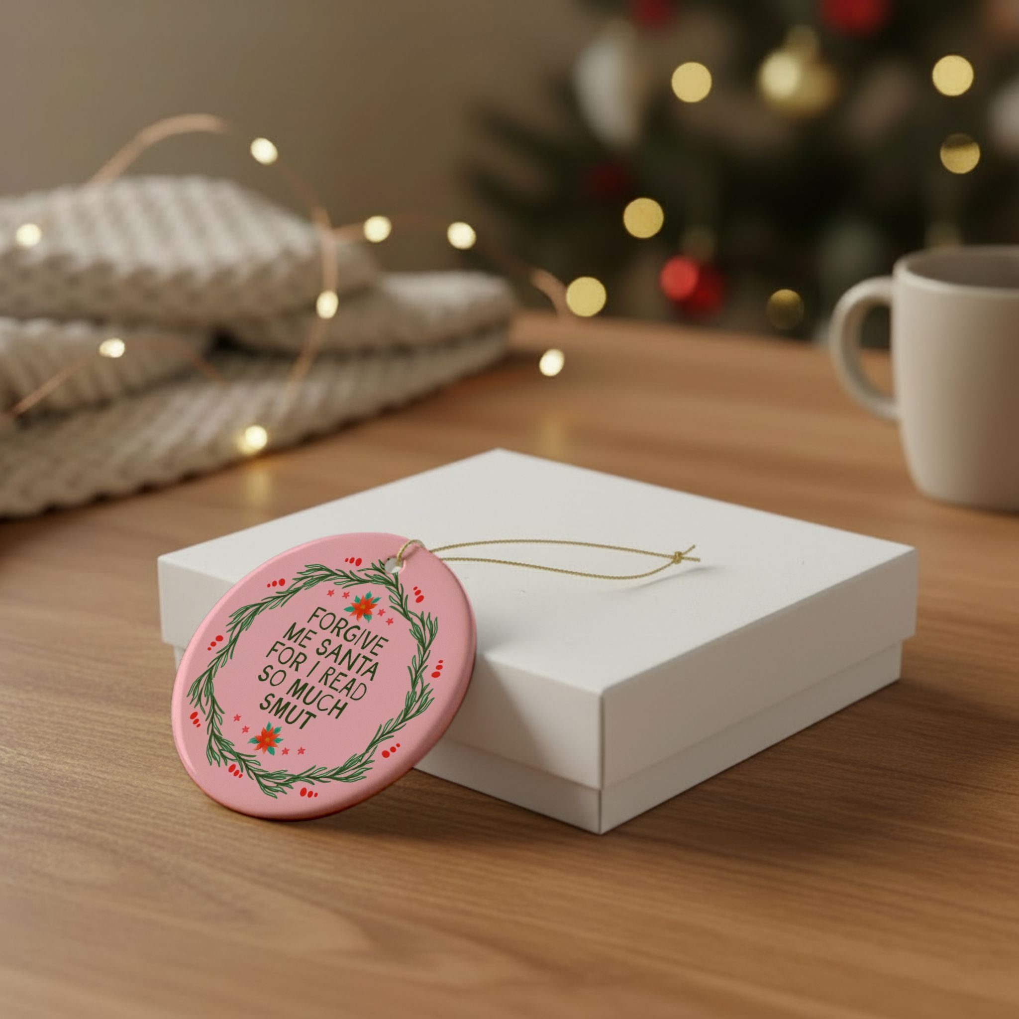 Forgive Me Santa For I Read So Much Smut Holiday Ornament for Romance Reader Book Club or Wife Who Loves Spicy Books