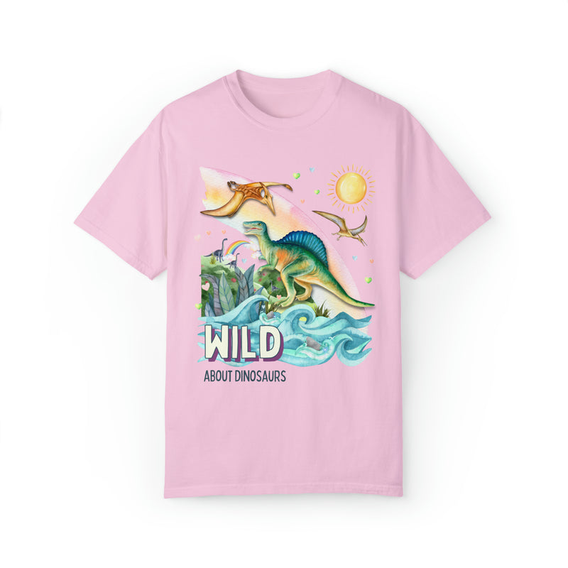 Silly Dinosaur T-Shirt with Hearts: Wild About Dinosaurs | Funny Sweet Cottagecore Dinosaur Tee