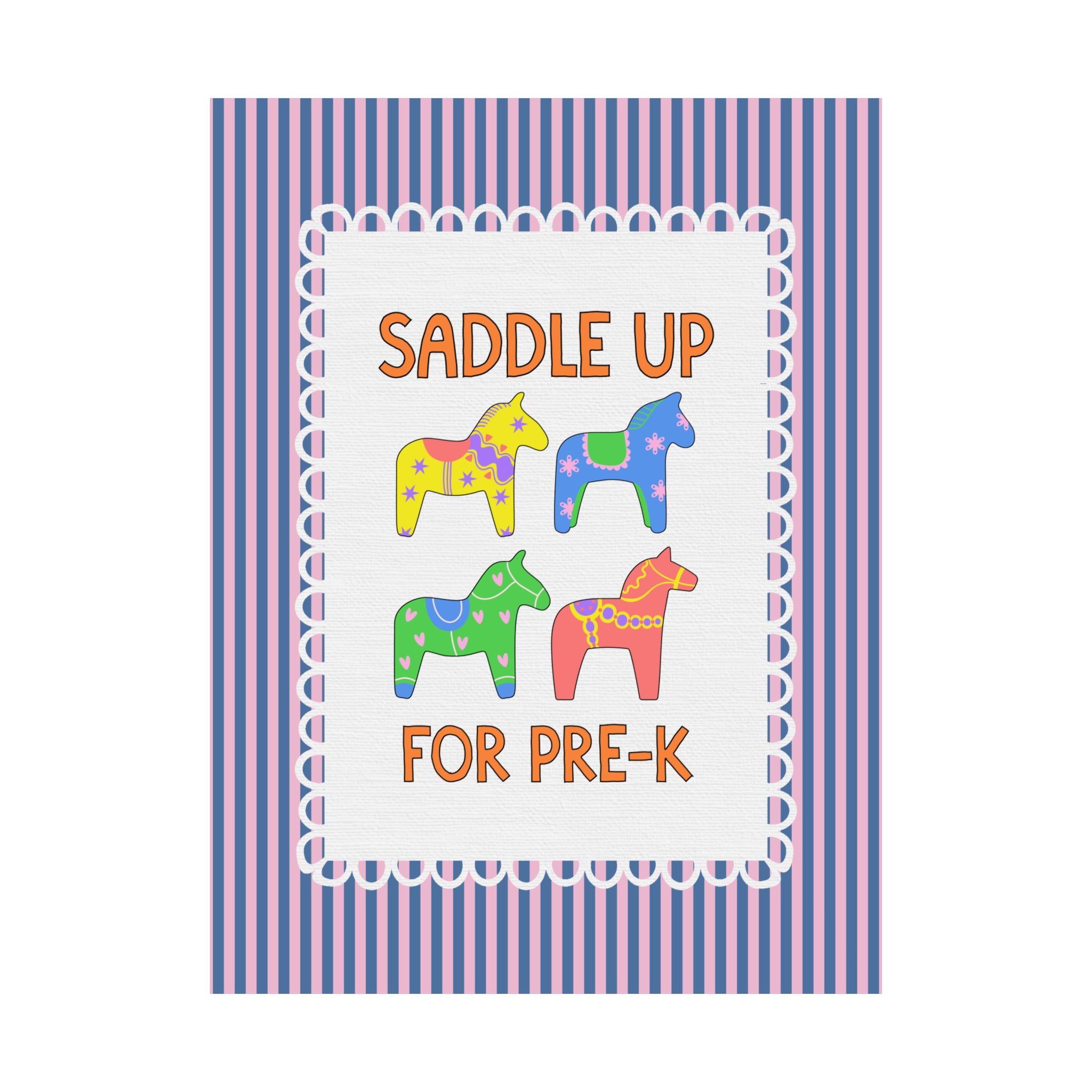 Saddle Up for Preschool: Cute Preschool Teacher or Office Poster Print, Back to School Gift, Silly Dreamcore Western Aesthetic Horse Print