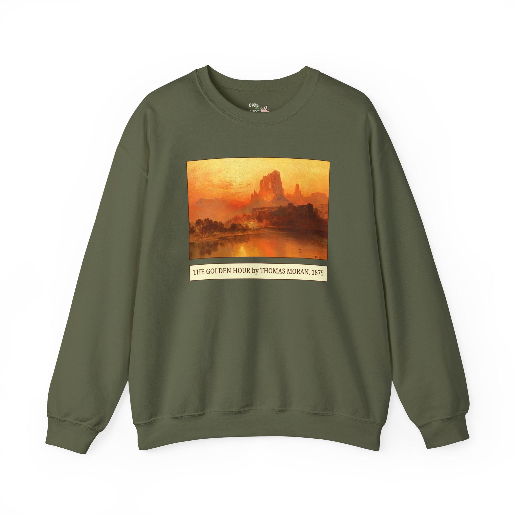 The Golden Hour Painting by Thomas Moran Sweatshirt, Landscape Painting of Wyoming, 19th Century Art History Painting with Sunset, Hiking Lover Gift