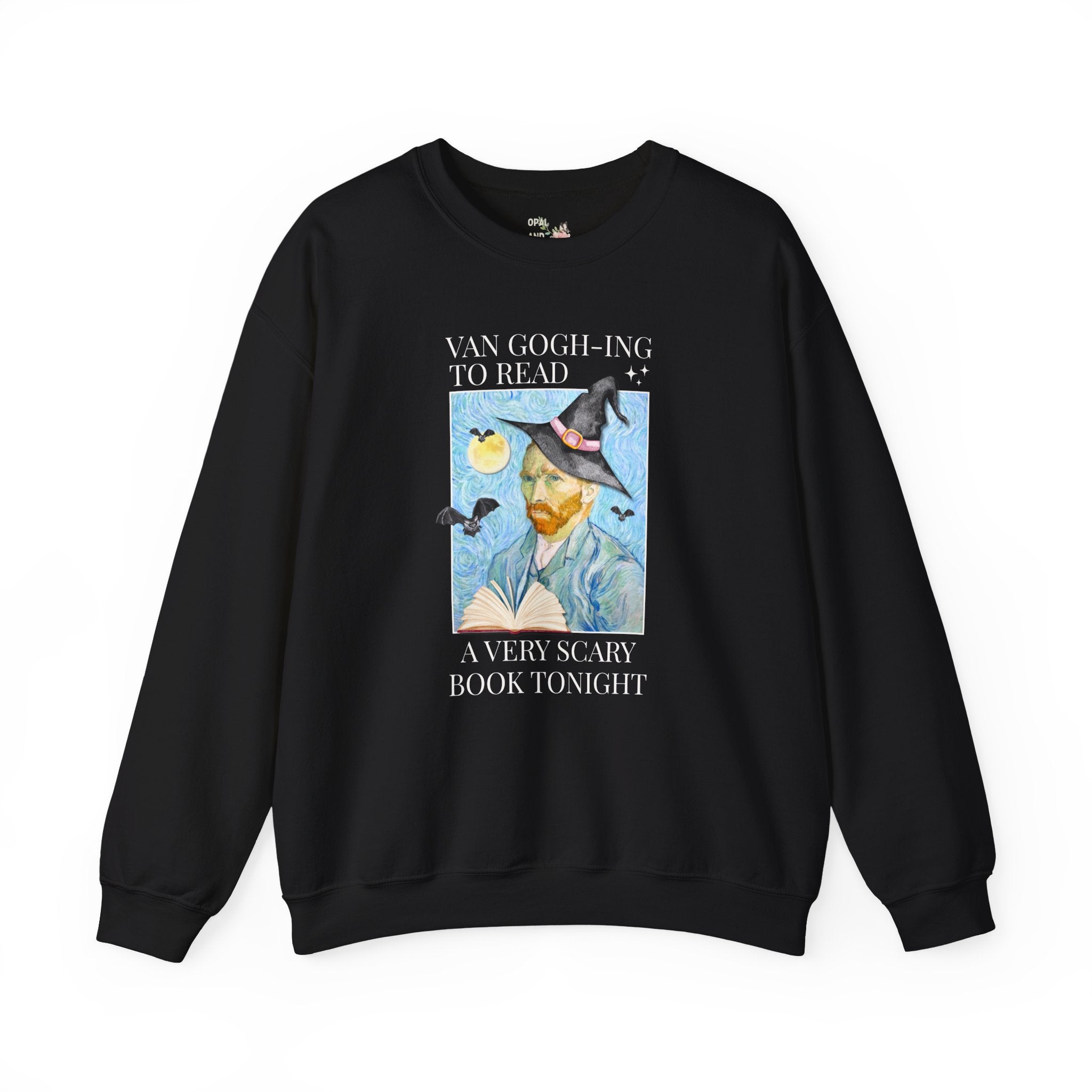 Bookish Halloween Sweatshirt for Art Historian, Silly Vincent Van Gogh Book Lover Crewnec: Read a Very Scary Book, Horror Bookworm Librarian
