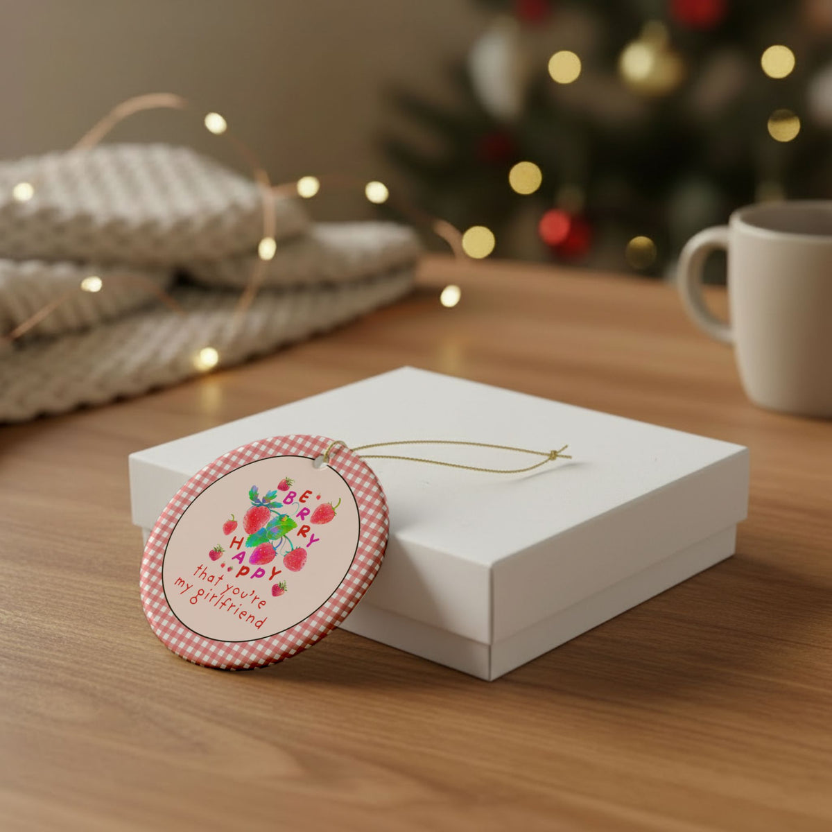 Berry Happy That You're My Girlfriend Christmas Ornament: Funny and Sweet Strawberry Lover Ornament for Girlfriend