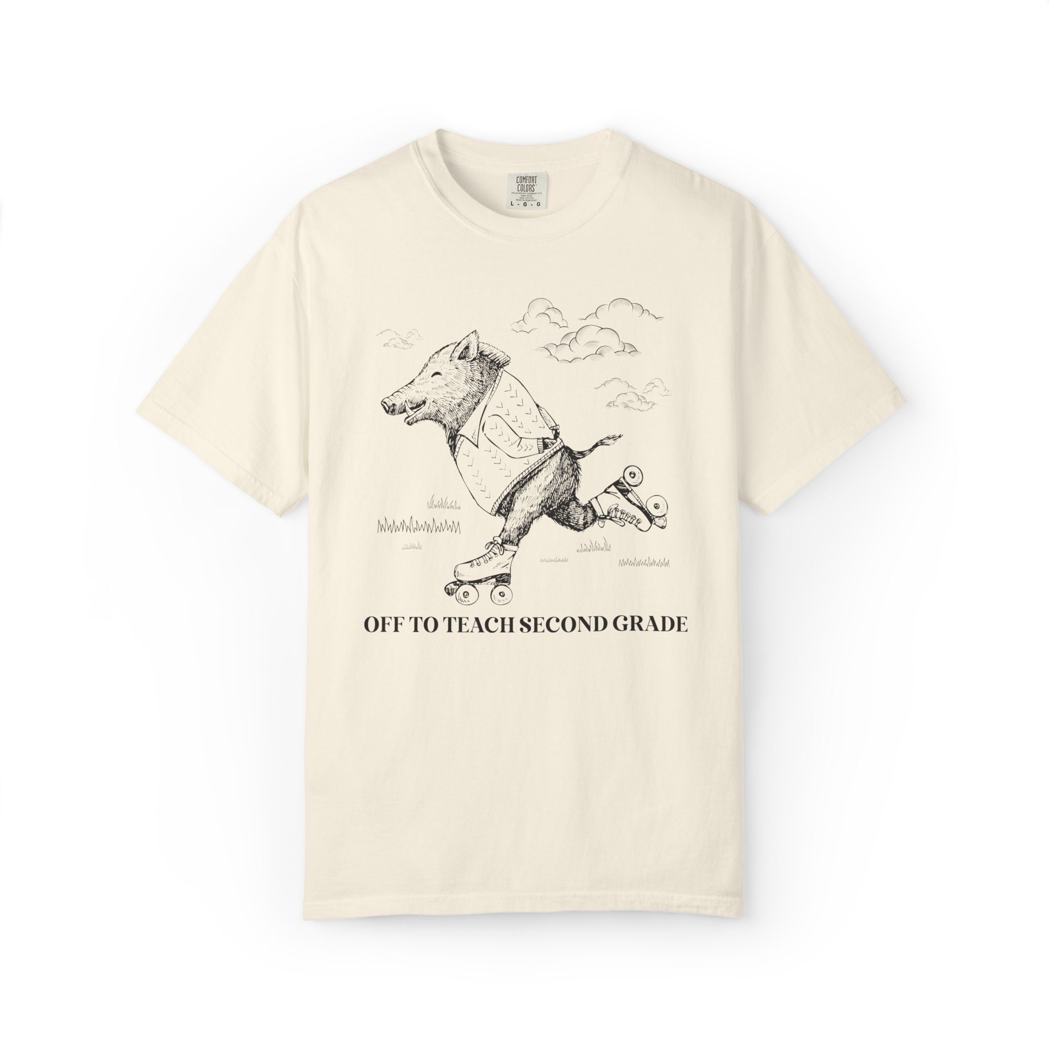 Off to Teach Second Grade: Funny Razorback Tee Shirt for Teacher Team, Nostalgic Animal Lover Back to School T-Shirt