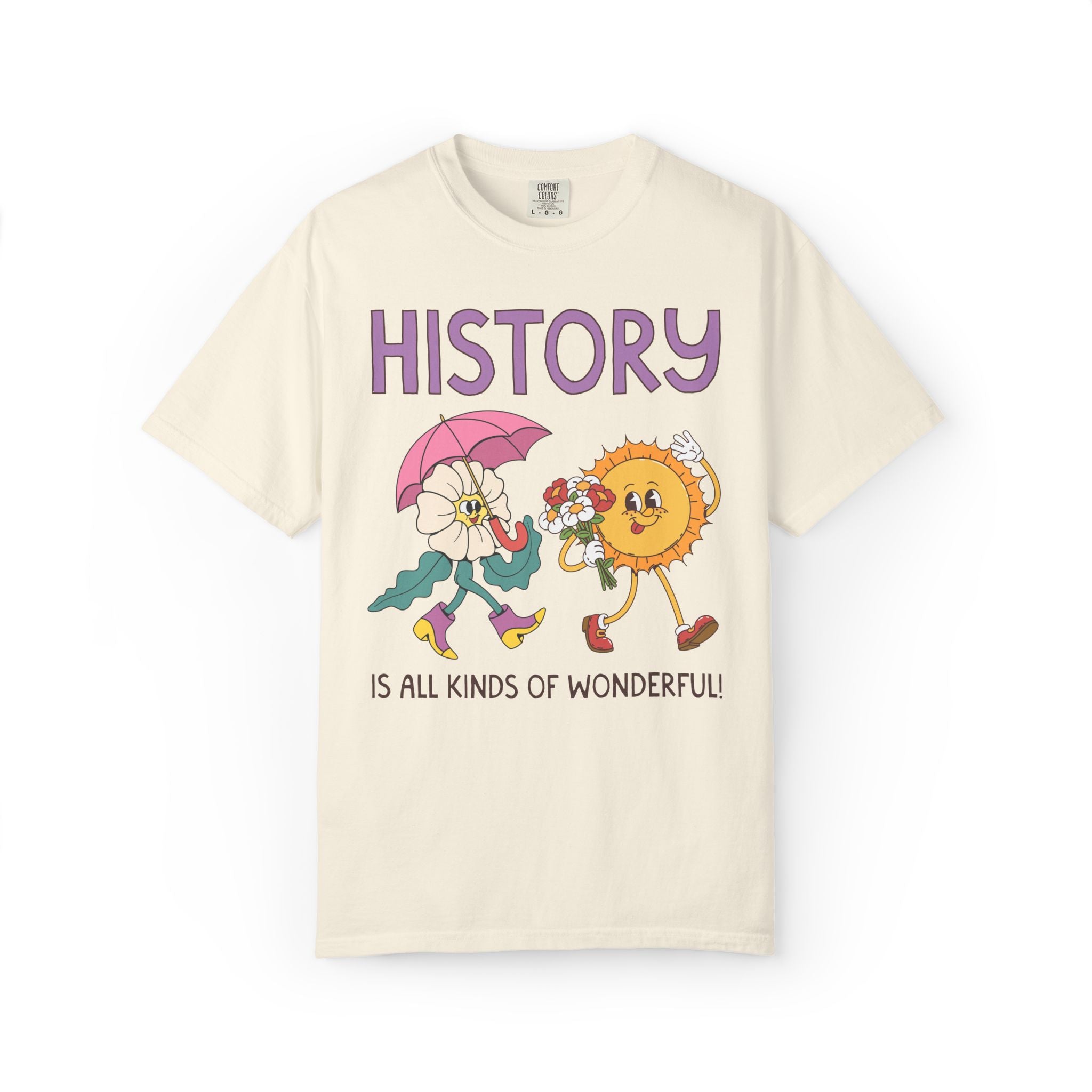History is All Kinds of Wonderful Teacher Team Tee Shirt for Back to School: Cute Matching History Department Floral Tee with 90s Vibe