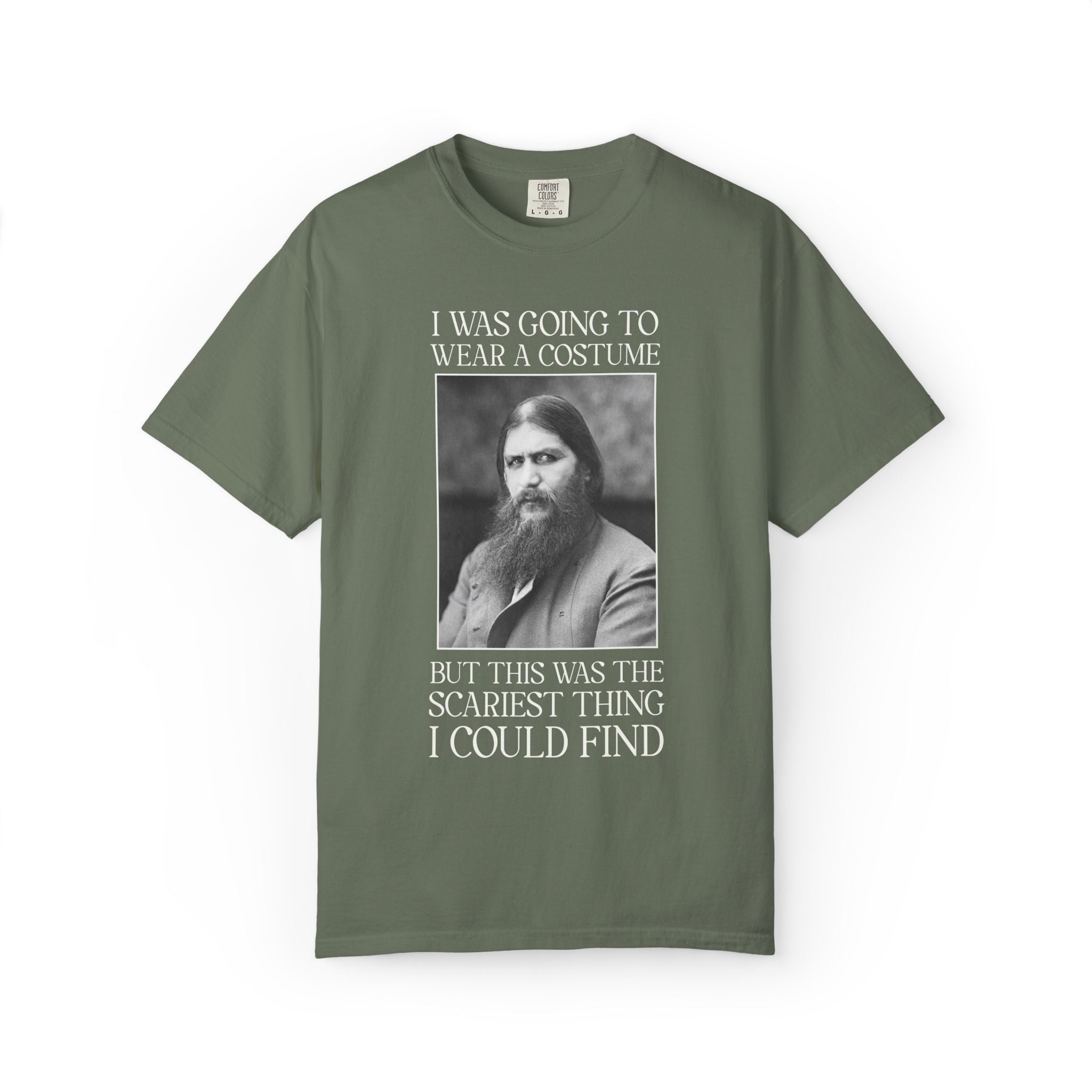 Halloween History Buff Tee Shirt with Rasputin: Russian World War I Era History, Early 1900s History Lover Gift, Scariest Thing I Could Find