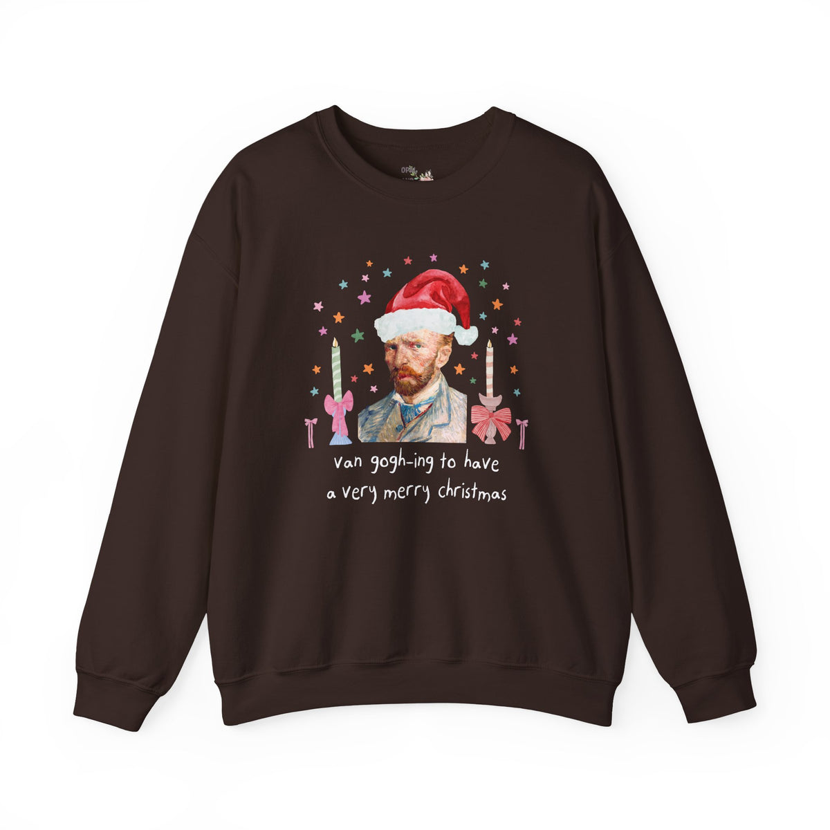 Christmas Art History Buff Sweatshirt with Vincent Van Gogh: Van Gogh-ing to Have a Very Merry Christmas, Silly Famous Painting Xmas Crewneck