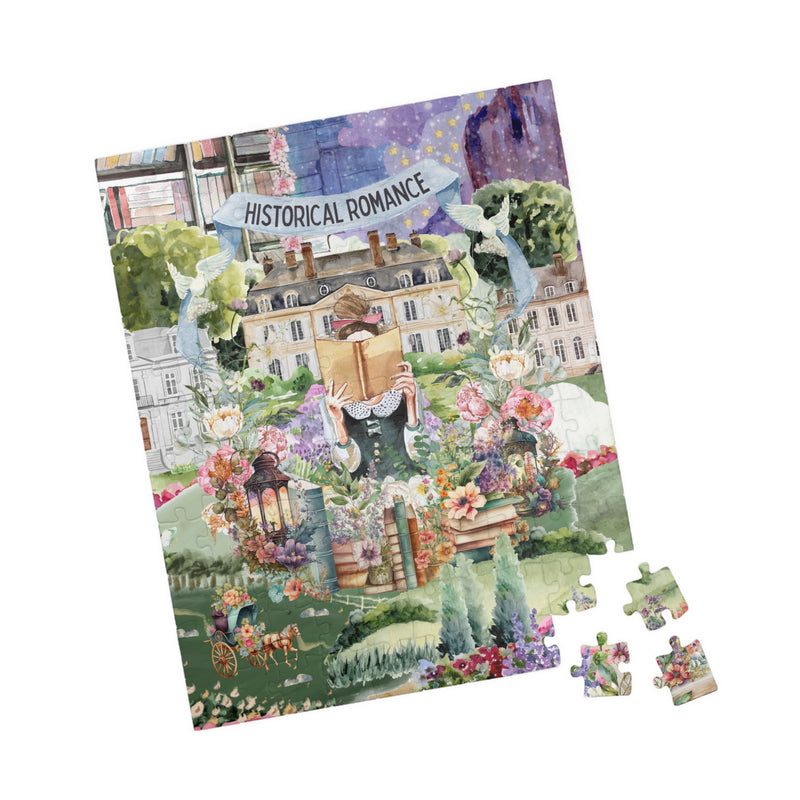 Historical Romance Puzzle: Bookish Gift for Her with Cottagecore Flowers and Doves | Floral Book Lover Puzzle for Regency Romance Reader