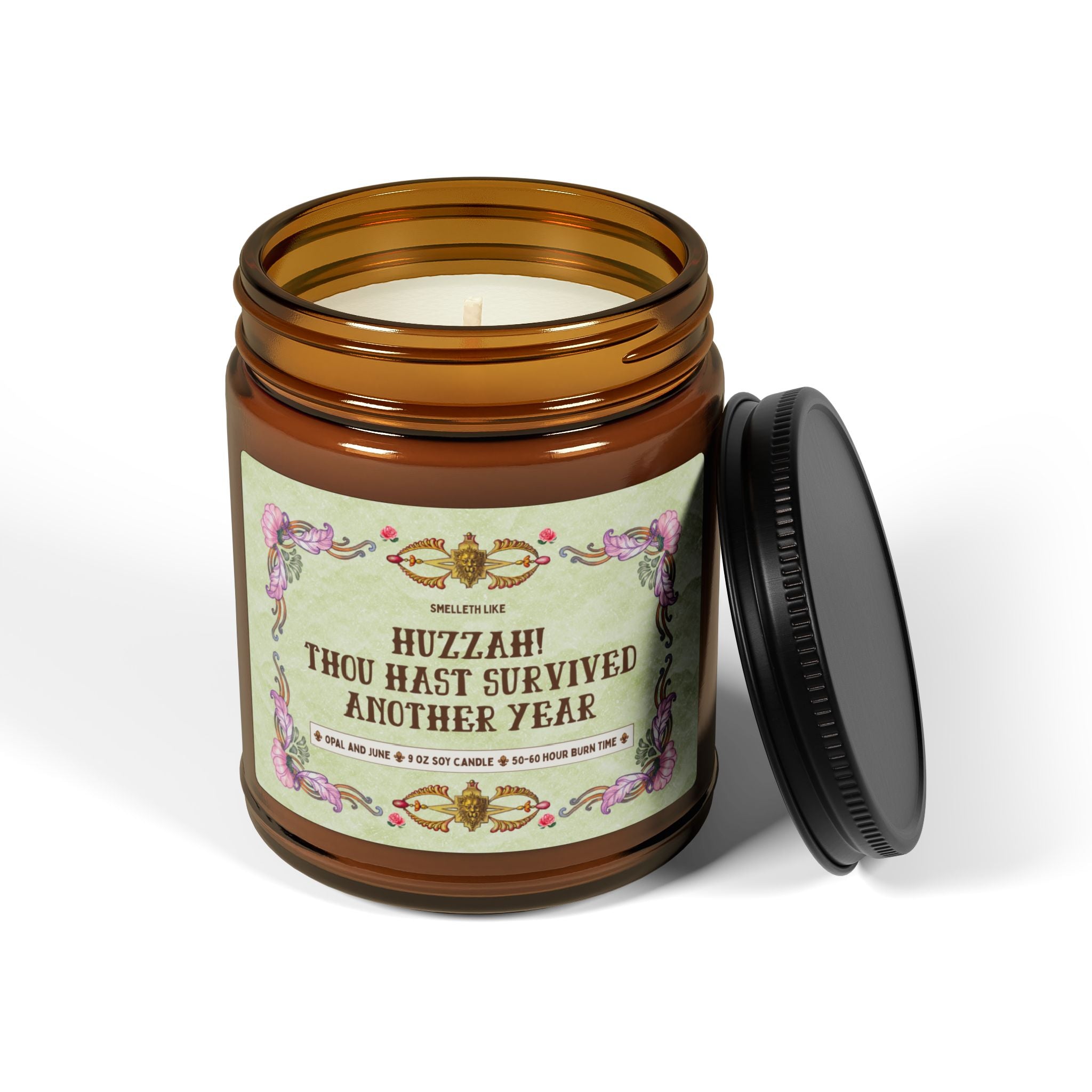 Funny Birthday or Coworker Anniversary Gift: Thou Hast Survived Another Year | Medieval History Buff Candle for Sibling or Loved One