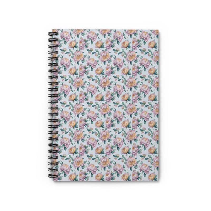 Floral Spiral Notebook with 70s Retro Aesthetic: Keep Going Keep Growing