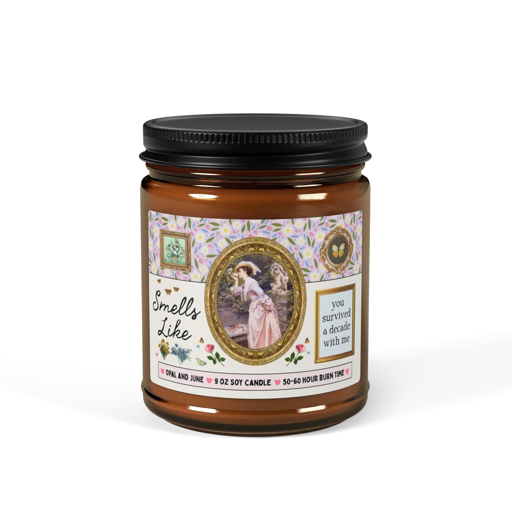 Smells Like You Survived a Decade with Me: 9 Oz Soy Candle | Cute Tenth Anniversary Present for Wife, Silly Best Friend Art History Gift