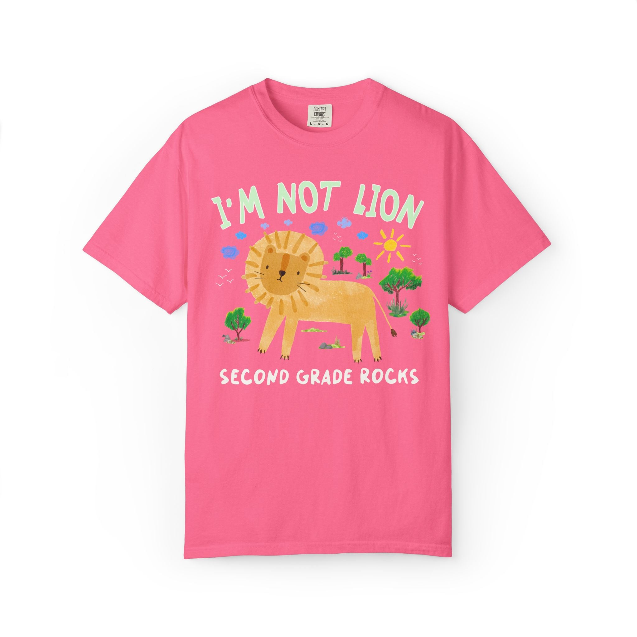 I'm Not Lion Second Grade Rocks Tee Shirt for Teacher Who Loves Animals, Silly Dreamcore Back to School or Testing Day T-Shirt with Positive Affirmation