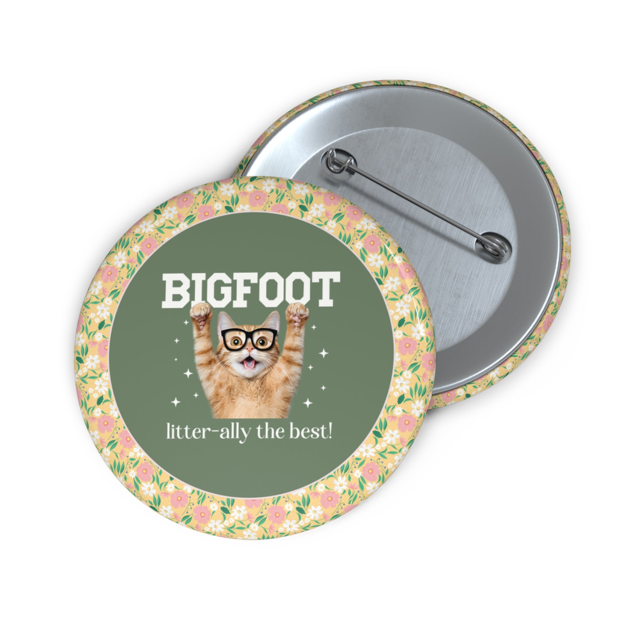 Funny Bigfoot Export Button for Cat Lover, Cat Mom or Cat Dad American Folklore Gift, Mythical Creature, Sasquatch Cryptid Star Button