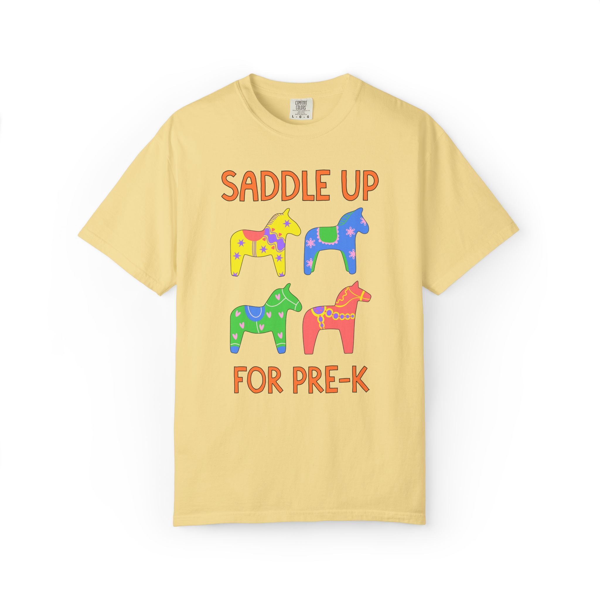 Saddle Up for Pre-K: Cute Preschool Teacher Matching Preschool Office Staff Tee, Silly Dreamcore Aesthetic Tee with Horses, New Teacher Gift