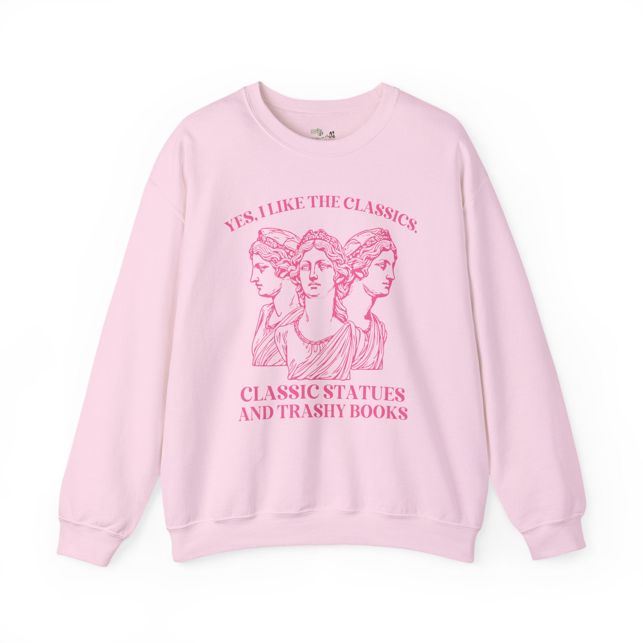 Funny Book Lover Gift Idea for Friend Who Loves Classic Statues and Trashy Books, Silly Bookworm Shirt for Library, Romance Reader Sweatshirt