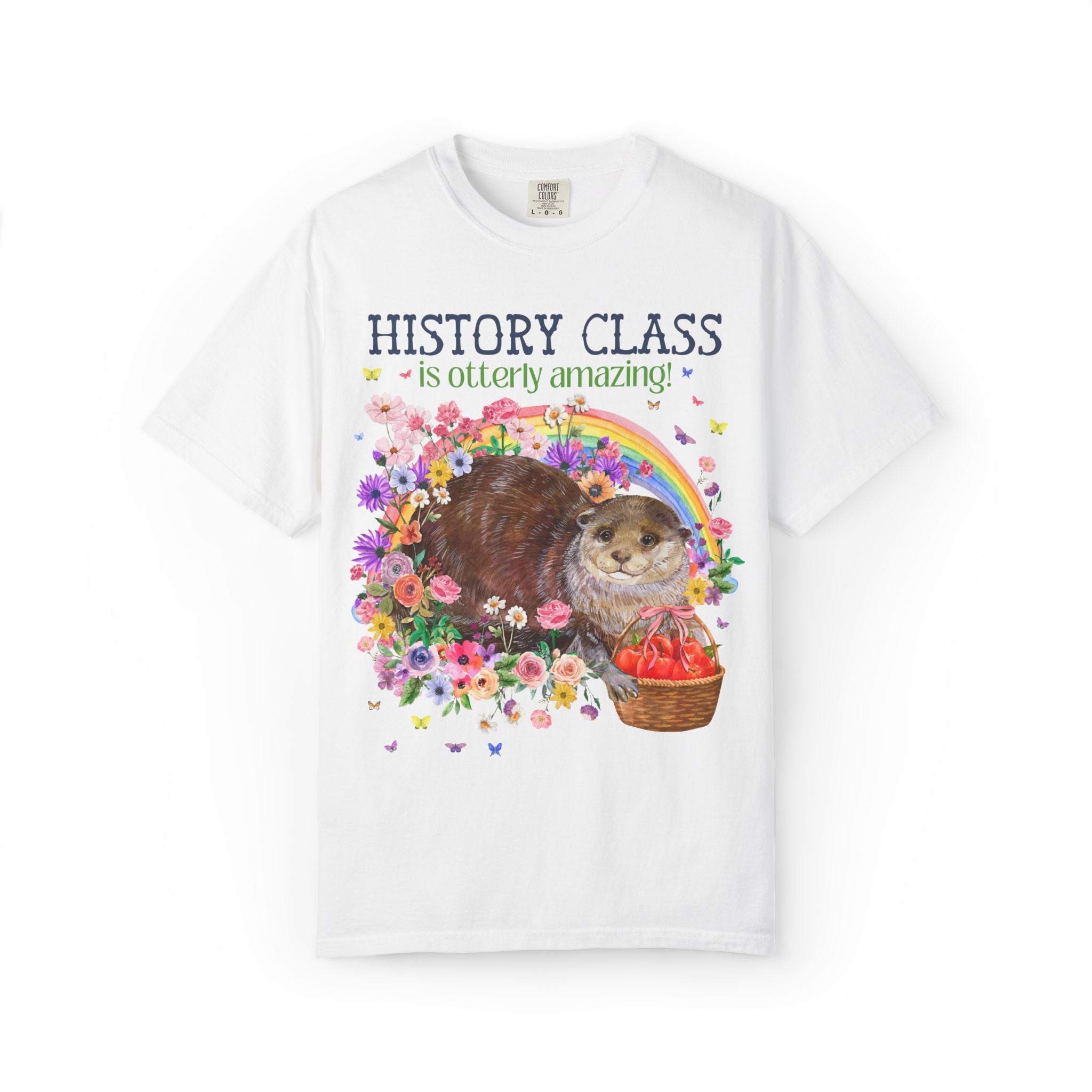 Otterly Amazing Grade Level Matching Teacher Tee Shirt with Flowers and a Rainbow: Colorful Maximalist Back to School Speech Teacher Tee