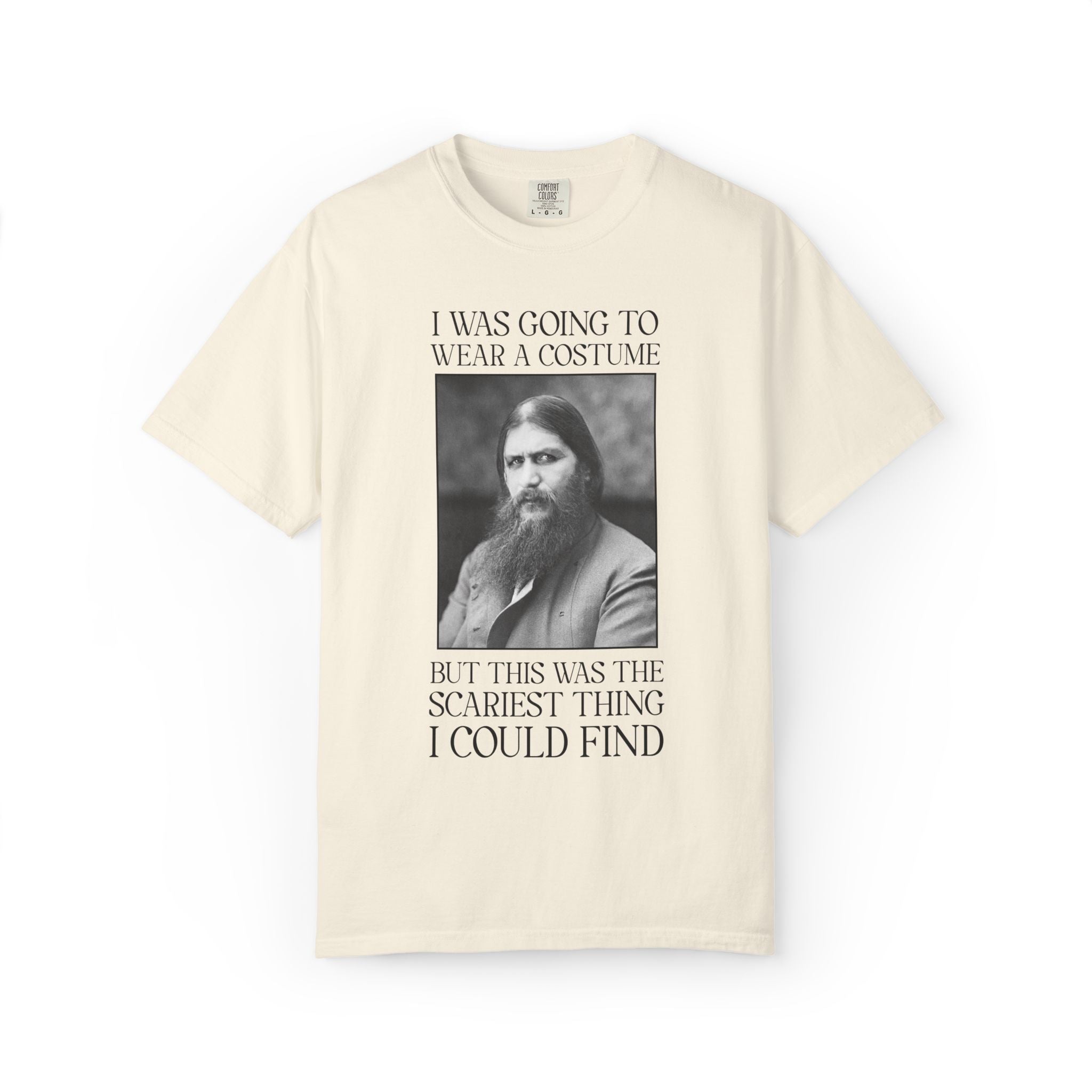 Halloween History Buff Tee Shirt with Rasputin: Russian World War I Era History, Early 1900s History Lover Gift, Scariest Thing I Could Find