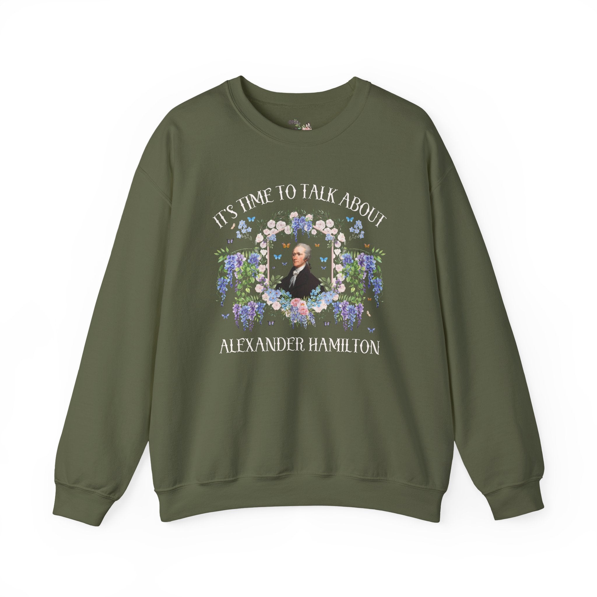Alexander Hamilton US History Sweatshirt with Flowers: 18th Century American History, 1700s and 1800s US Revolutionary War History Teacher Crewneck