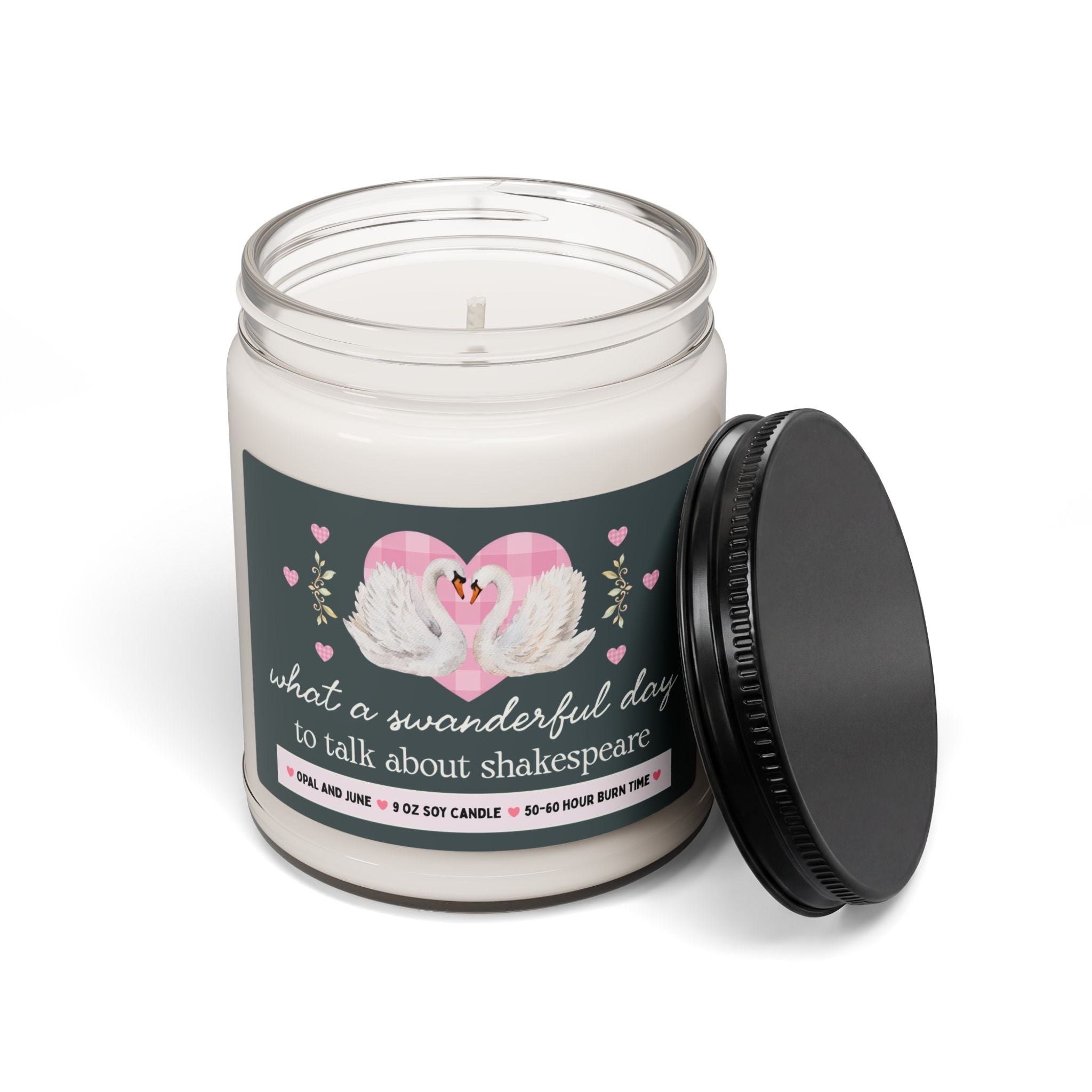 William Shakespeare English Teacher Gift, Candle with Swans: What a Swanderful Day to Talk About Shakespeare, Silly High School ELA Teacher