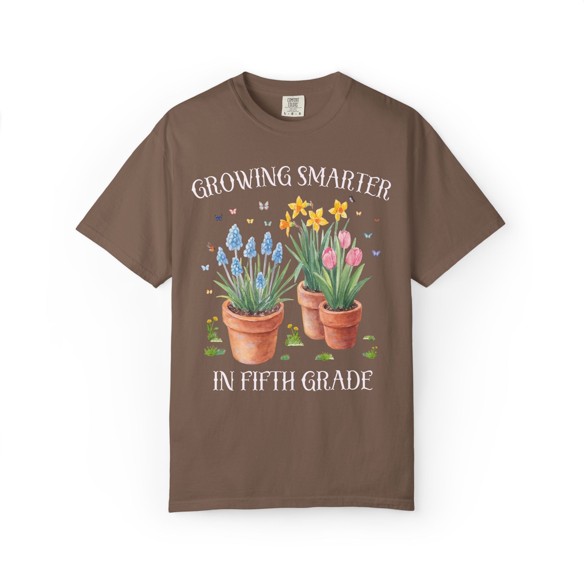 Growing Smarter in Fifth Grade: Wildflower Fifth Grade Teacher Tee Shirt with Flowers: Matching Spring Teacher Tee Shirts for Back to School or Testing Day
