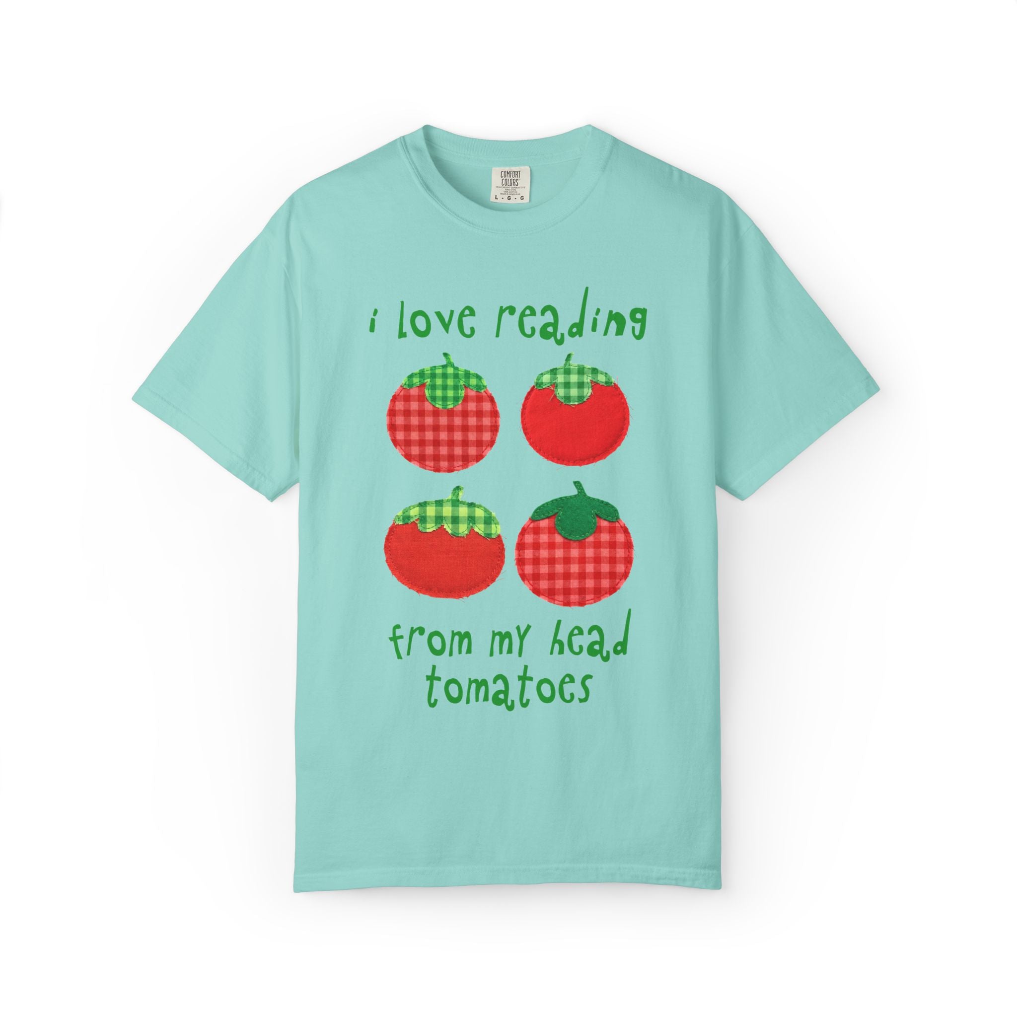 Bookish Gardening School Librarian Tee Shirt: I Love Reading from My Head Tomatoes, Cute Vegetable Gardener, Tomato Lover, Back to School