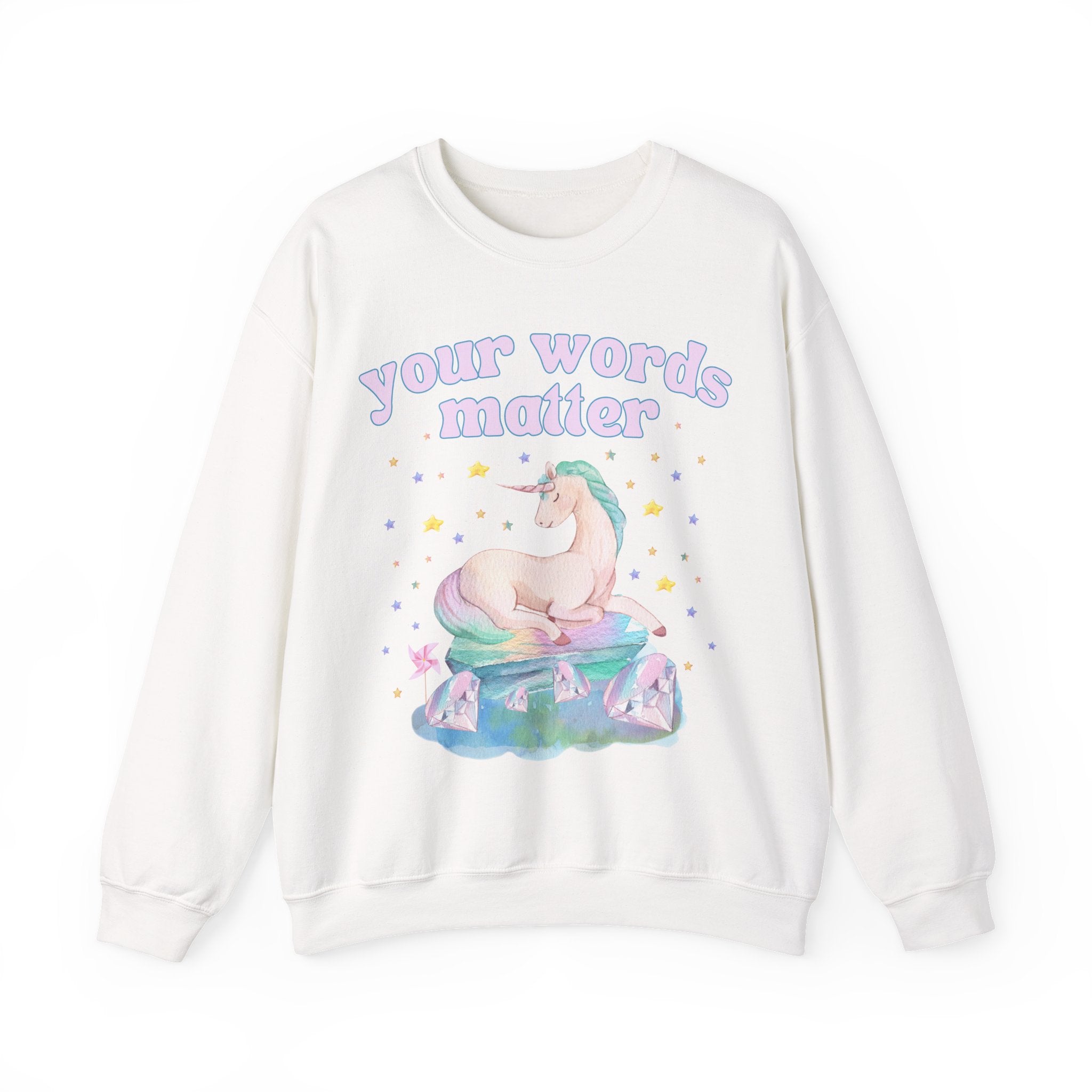 Speech Therapist Gift with Whimsical Unicorn: Your Words Matter | Creative Dreamcore Sweatshirt with Stars, College Graduation Gift